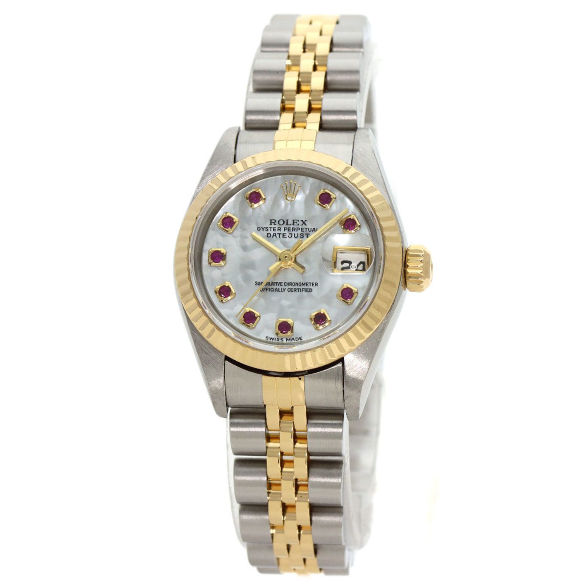 Rolex 79173NGR Datejust 10-Piece Ruby Watch, Overhauled, Stainless Steel/SSx18KYG, Women's