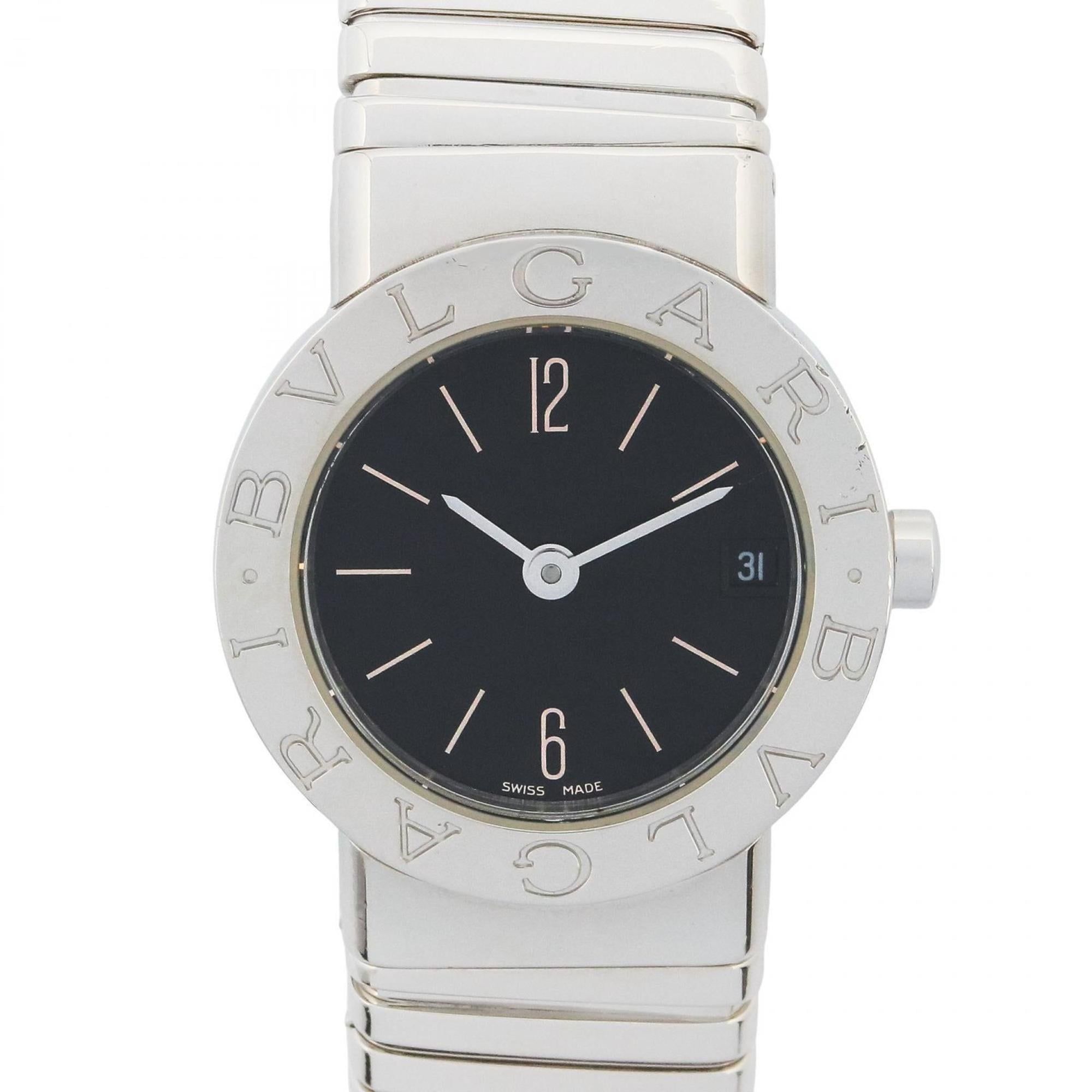 BVLGARI Tubogas Watch, Stainless Steel, Women's, Black, BB232TS