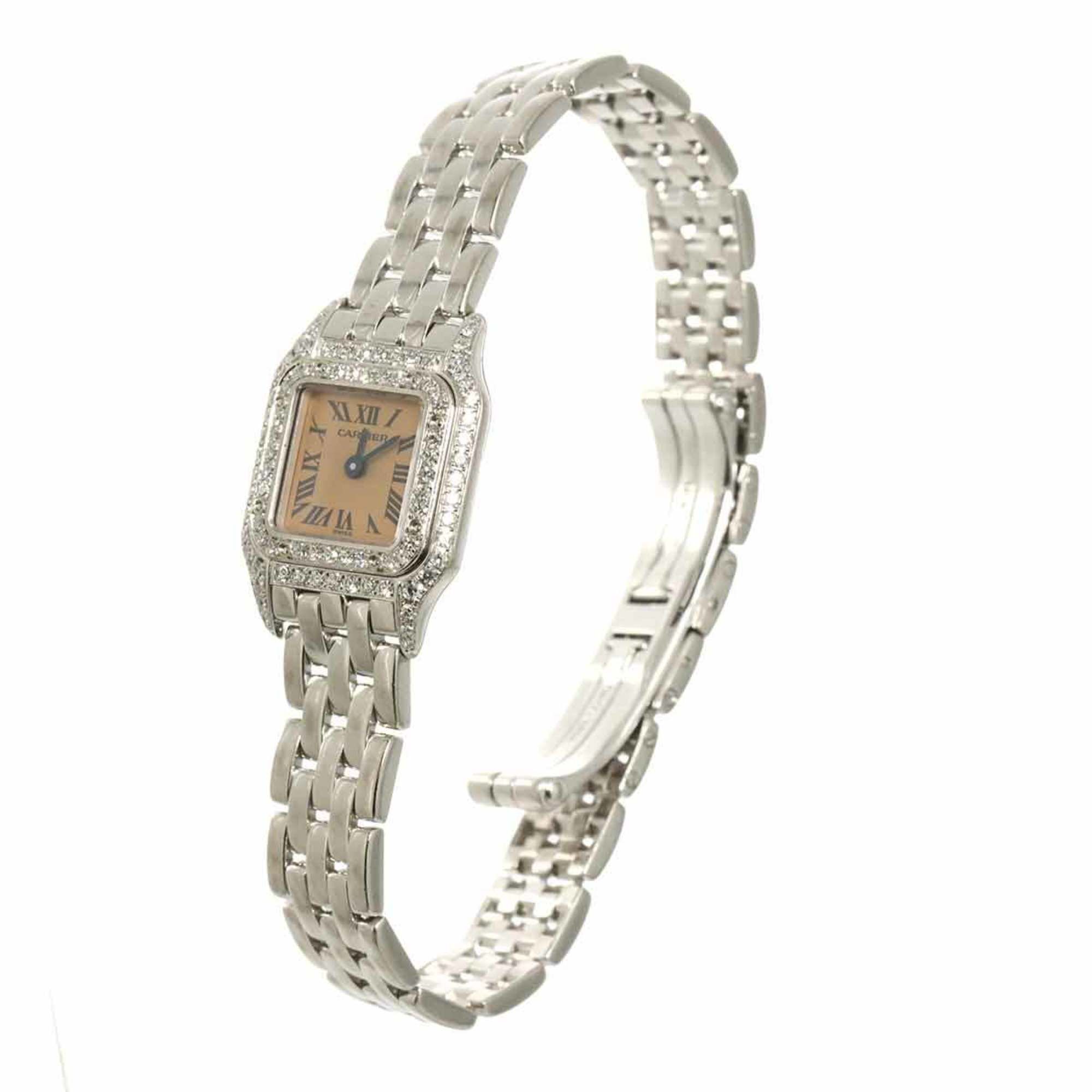 Cartier Mini Panthere WF3244F3 Women's Watch with Diamond Bezel, Pink 18K White Gold, Solid Gold Qua