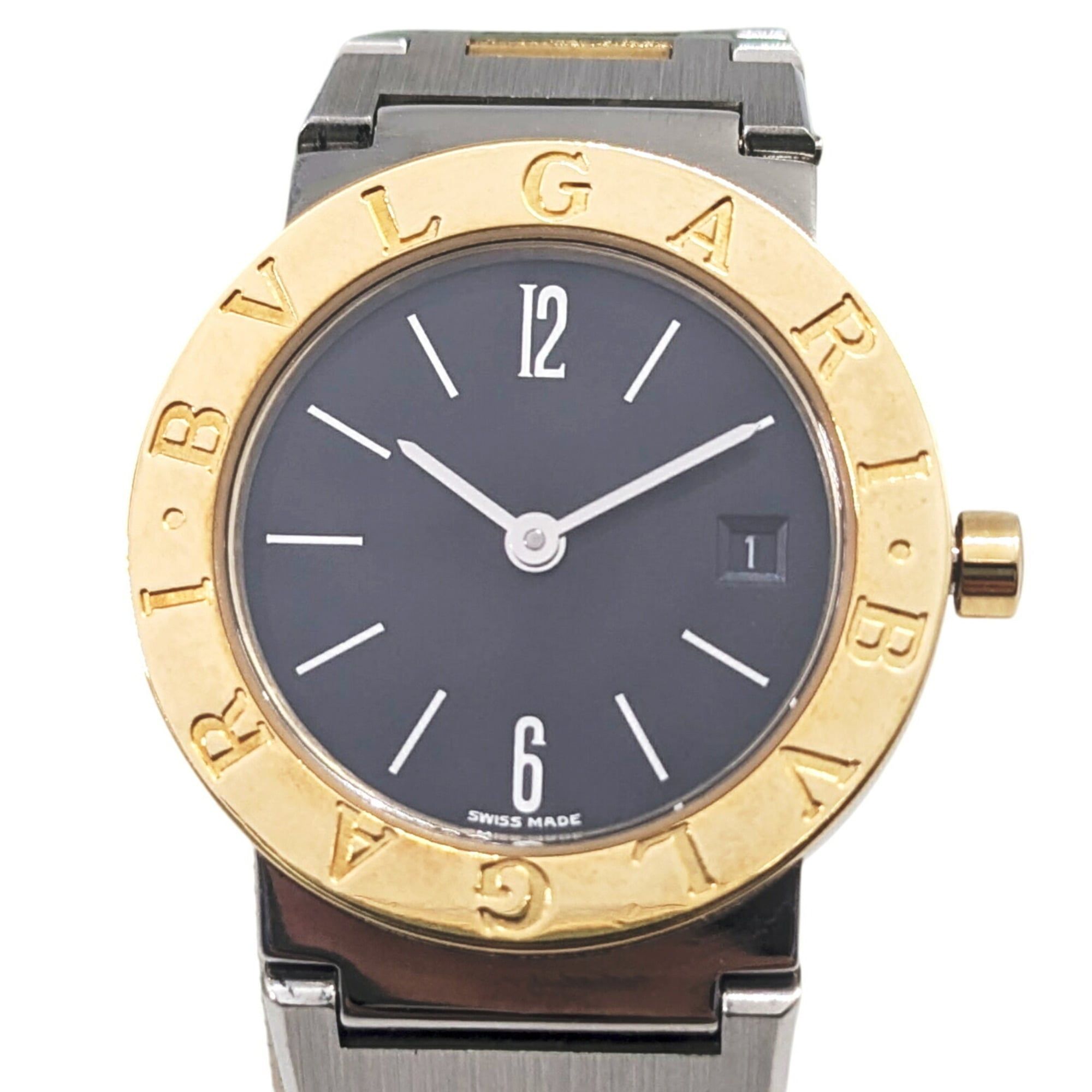BVLGARI SS 18KYG BB26SGD Black Dial Quartz Watch Women's
