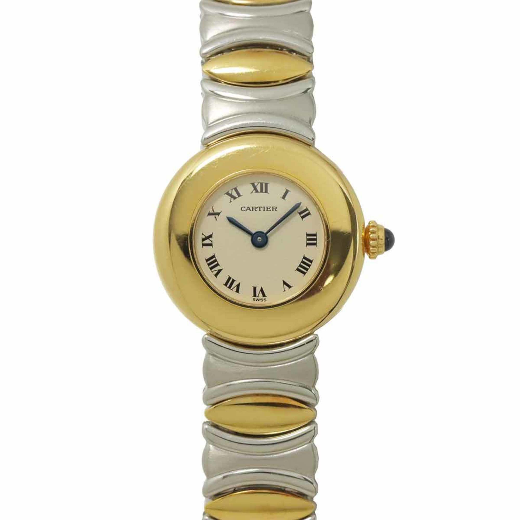 Cartier Colisee Belle Epoque Two-Tone Watch W40001F2 Women's Ivory 18K Yellow Gold Quartz