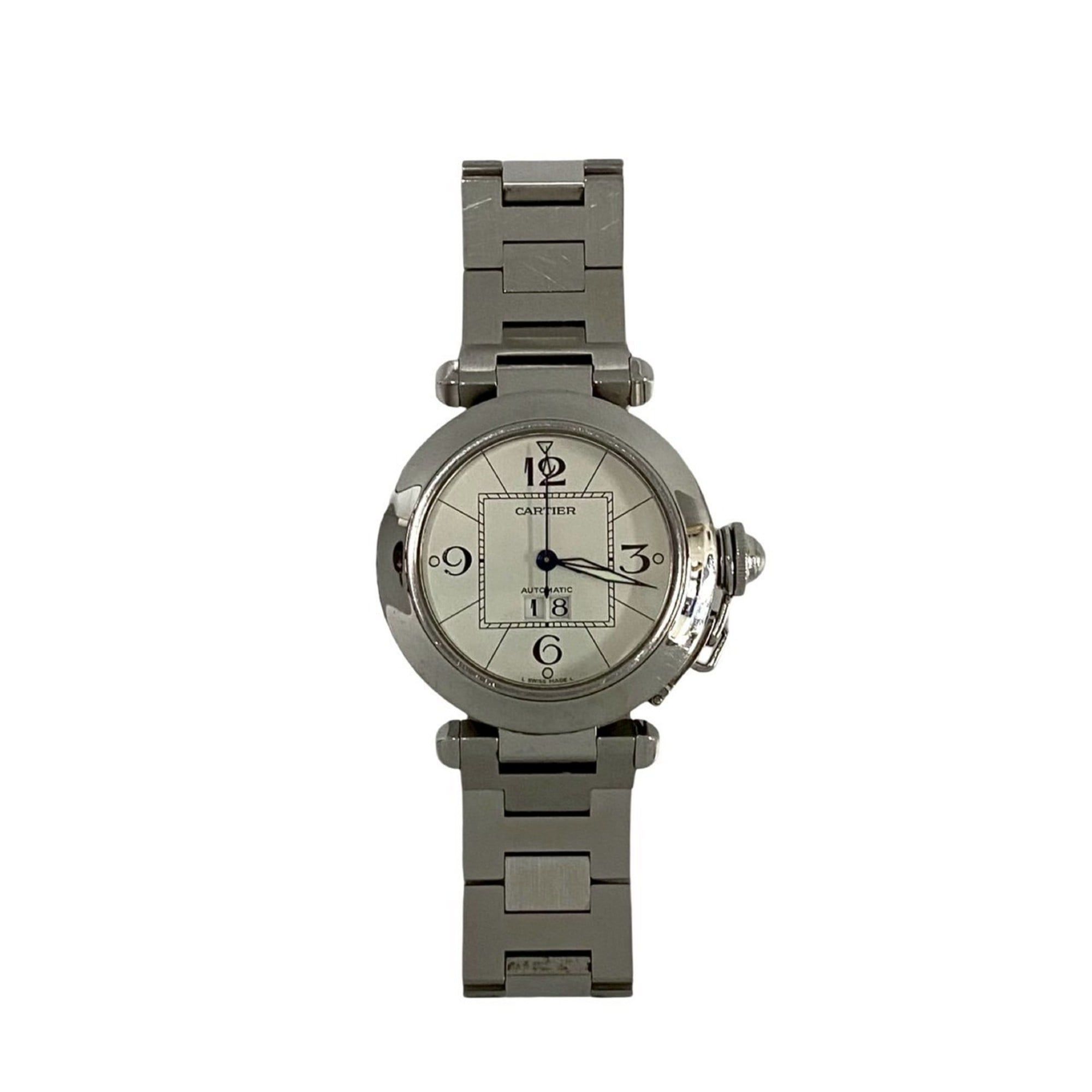 CARTIER Pasha C Stainless Steel Automatic Watch, Men's Accessory, Silver/White, 41154