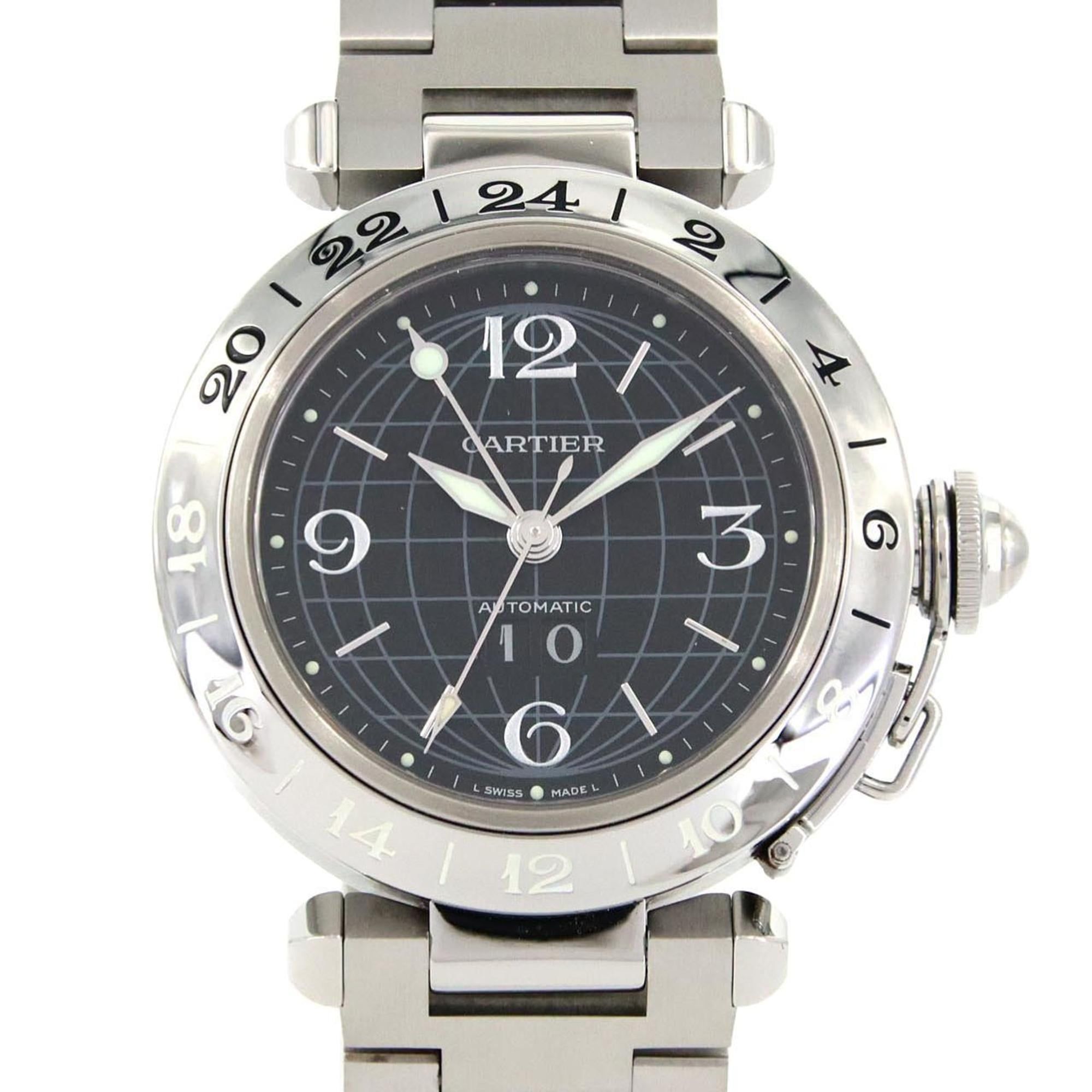 Cartier Pasha C GMT Grande Date W31049M7 Stainless Steel Automatic Watch