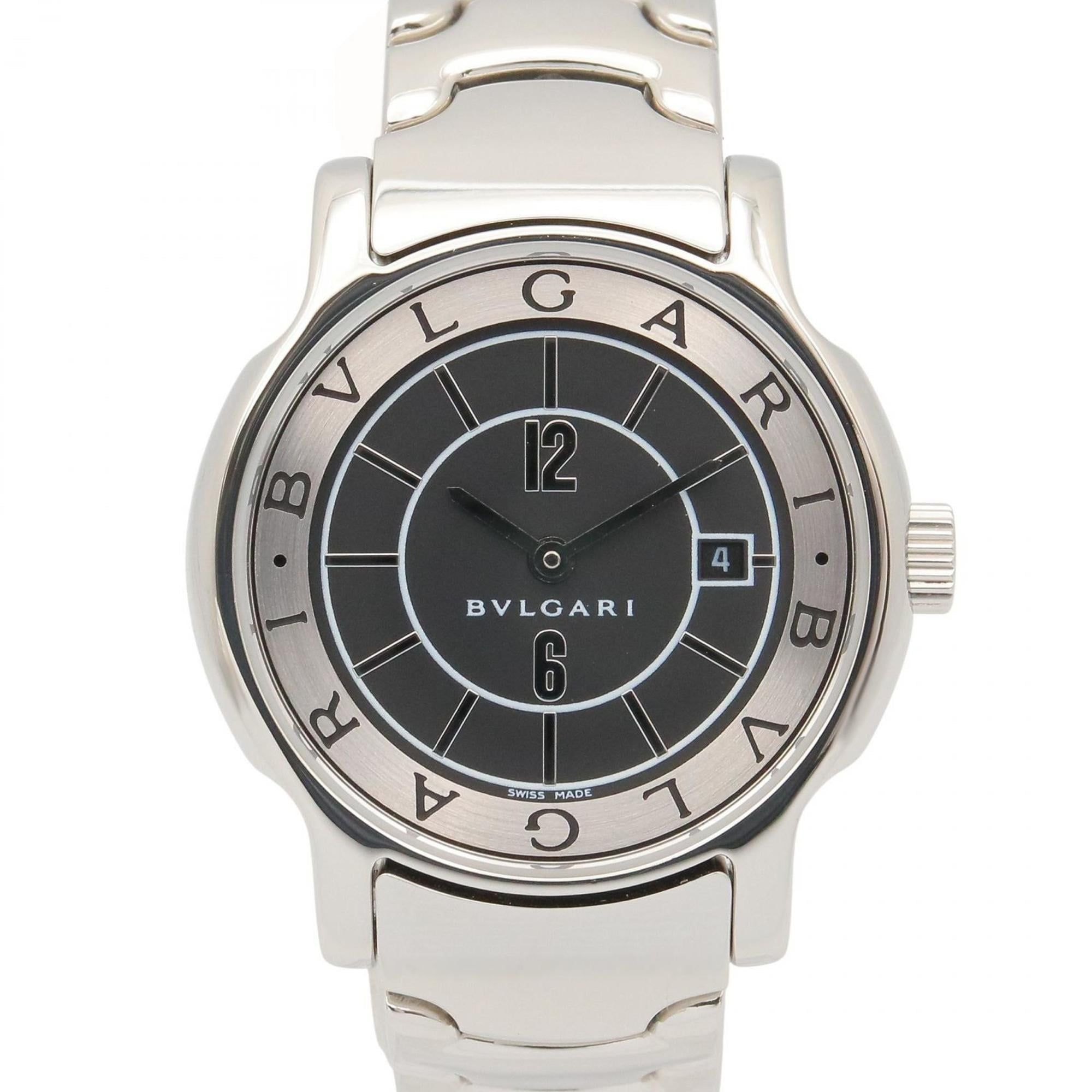 BVLGARI Solotempo Stainless Steel Watch for Women, Black, ST29S