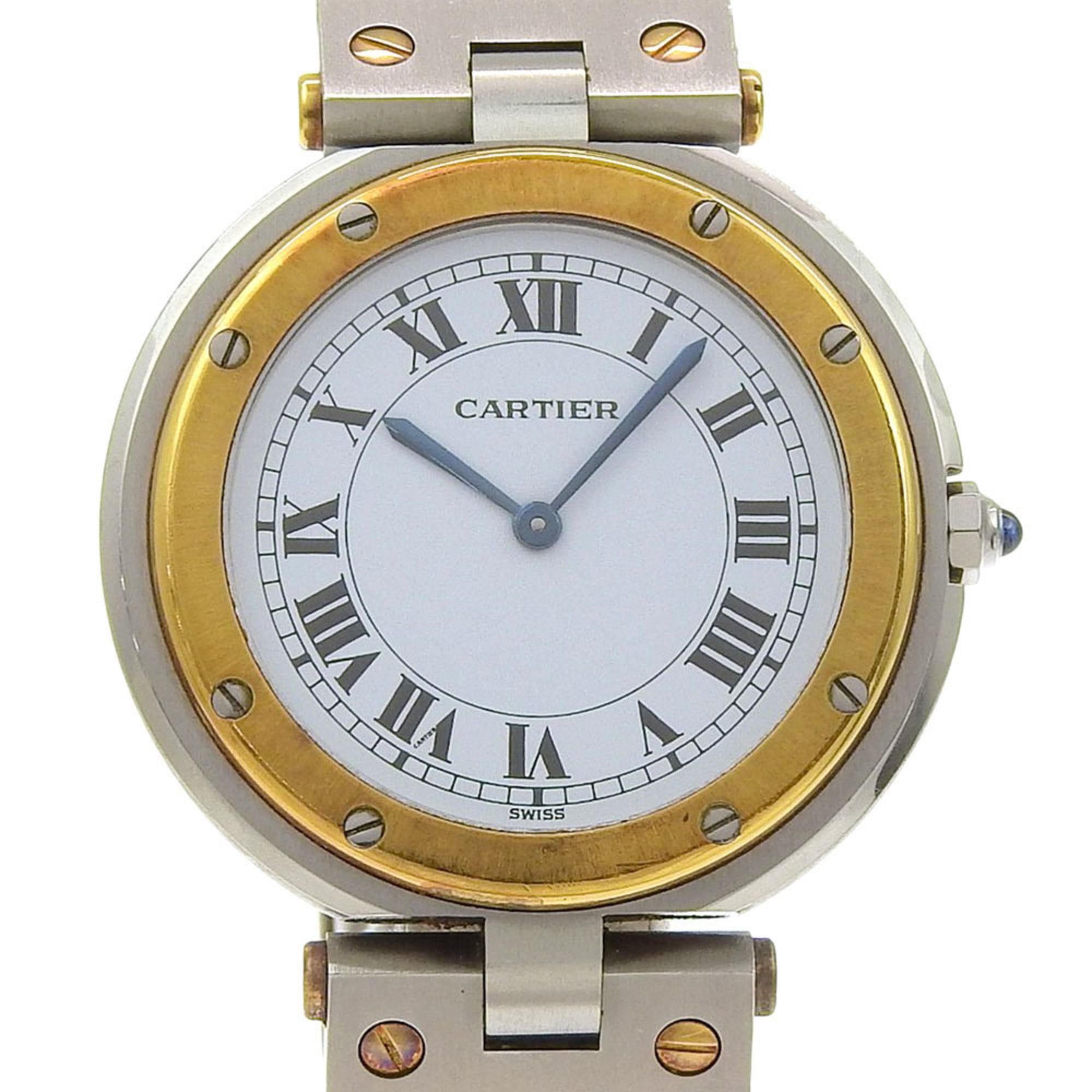 Cartier Santos Round LM Watch, Cal. 81, Stainless Steel and 18K Yellow Gold, Silver Quartz Movement,