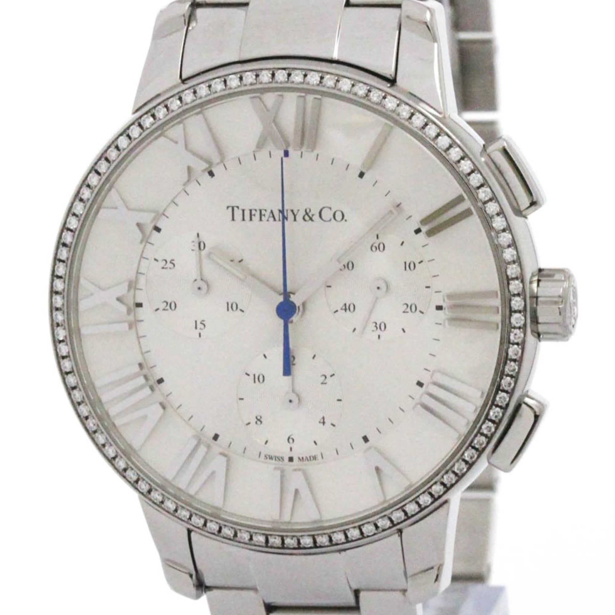 TIFFANY Atlas Dome Diamond Steel Quartz Mens Watch 33989555 Polished