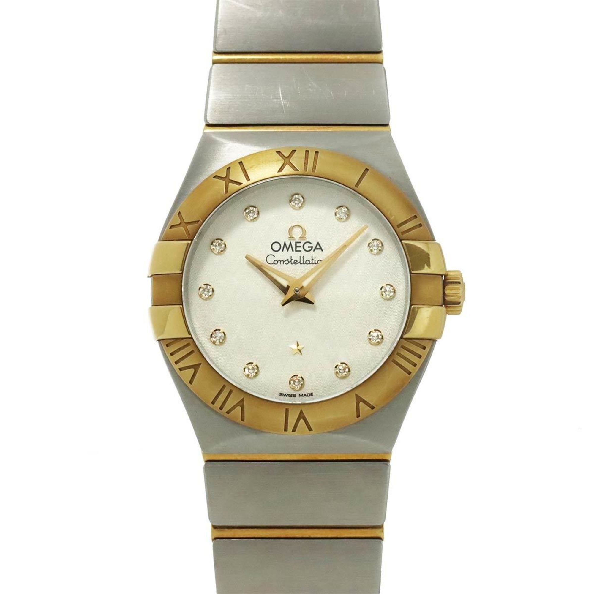 OMEGA Constellation 123 20 27 60 52 001 Women's Watch with 12 Diamonds, Silver and 18KYG Yellow Gold