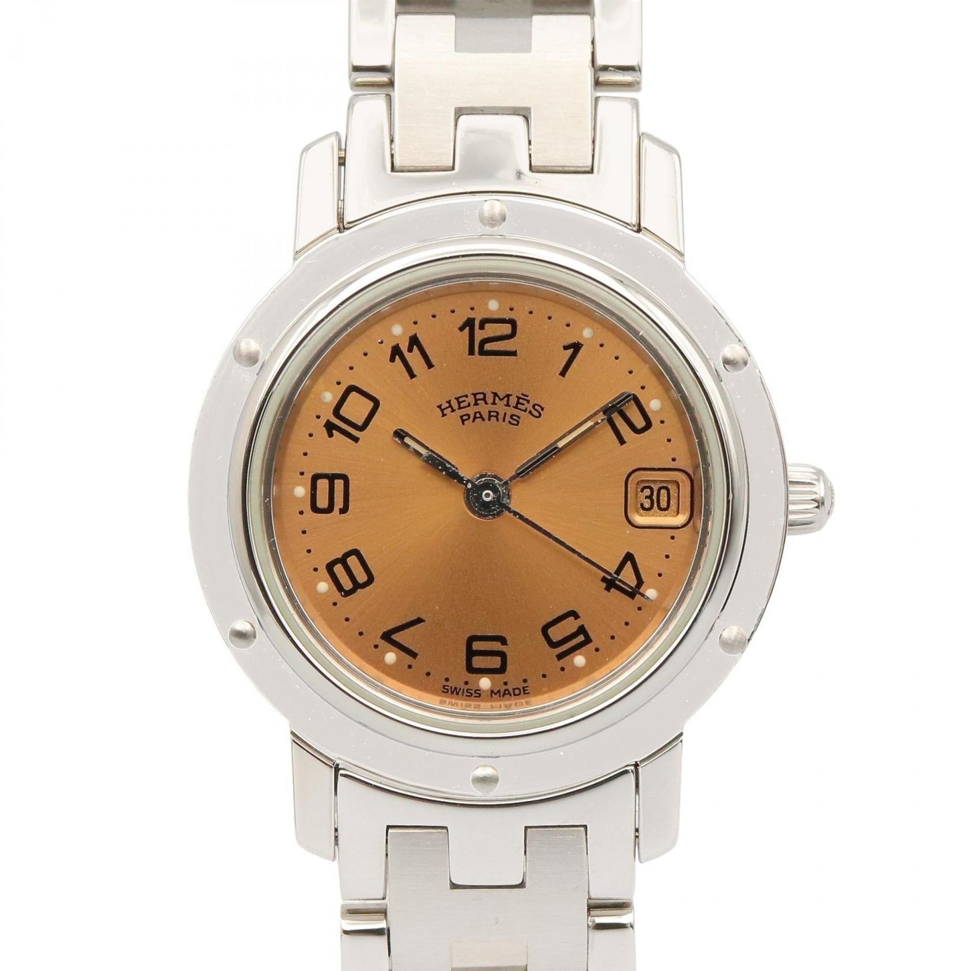 HermÃ¨s Clipper Watch, Stainless Steel, Women's, Pink, CL4.210