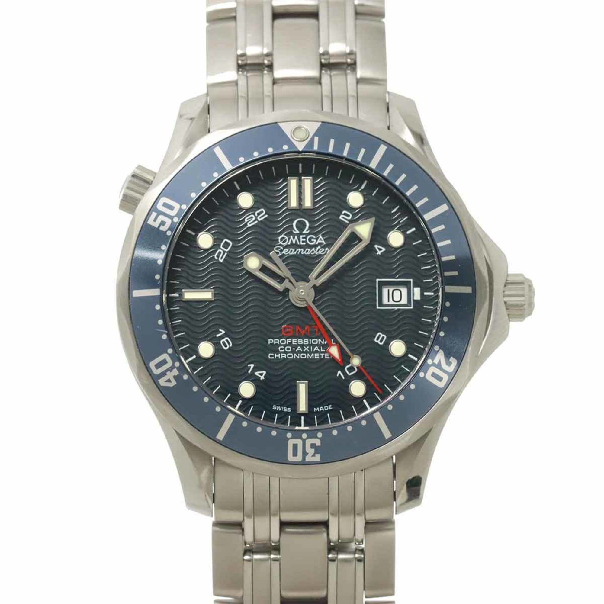 OMEGA Seamaster Professional 300 GMT 2535 80 Men's Watch with Date, Navy Blue, Automatic
