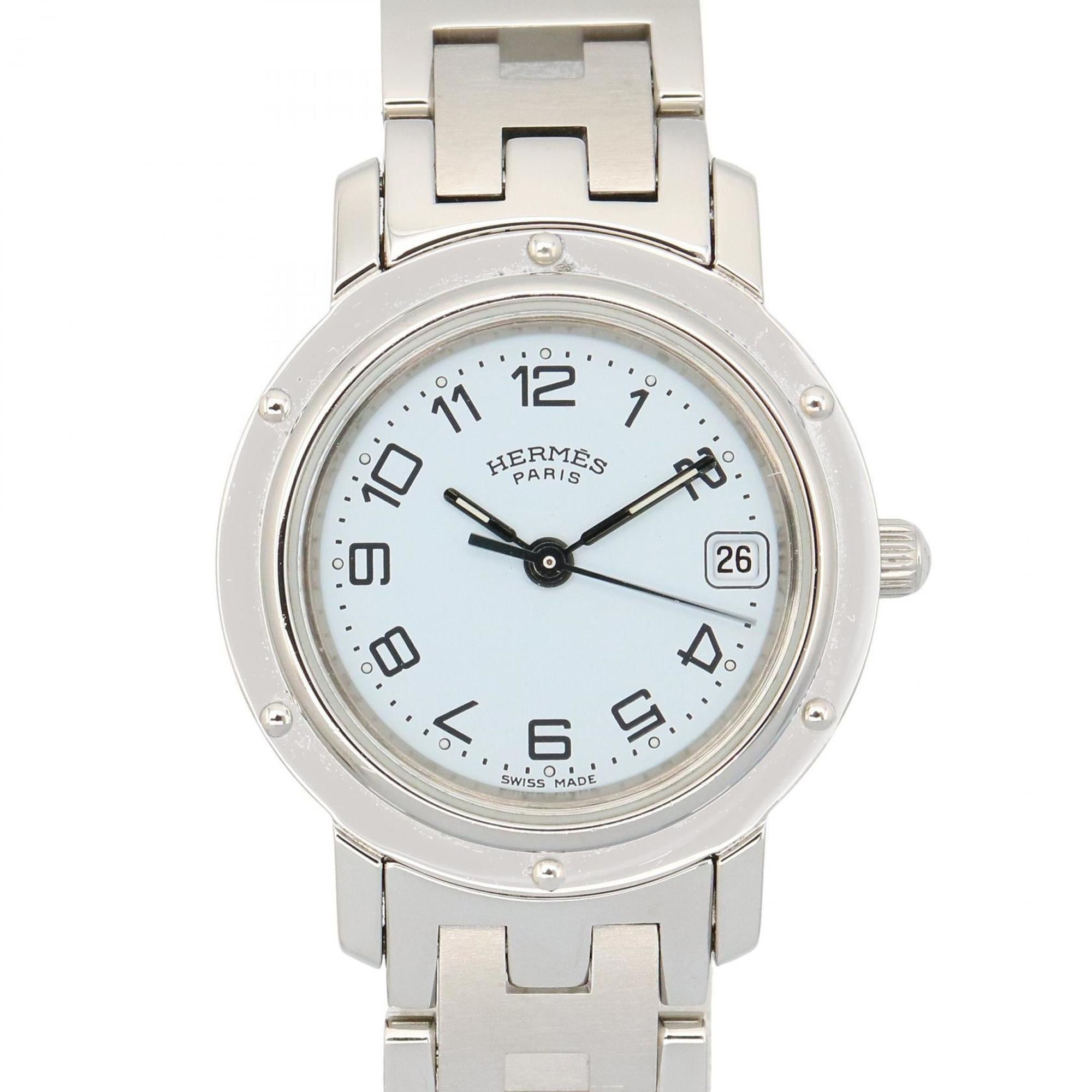 HermÃ¨s Clipper Watch, Stainless Steel, Women's, White, CL4.210