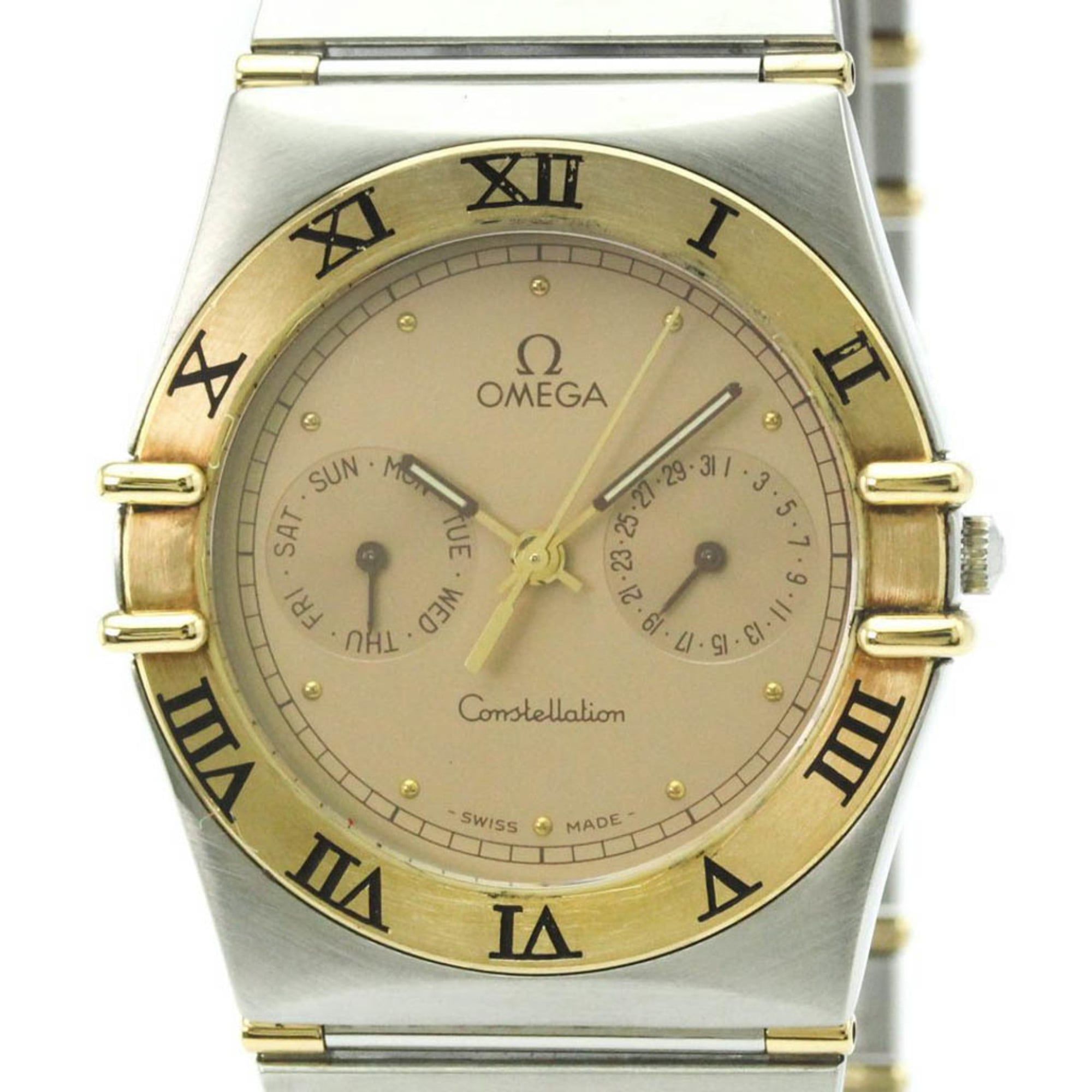 OMEGA Constellation 18K Gold Steel Quartz Mens Watch 396.1070 Polished