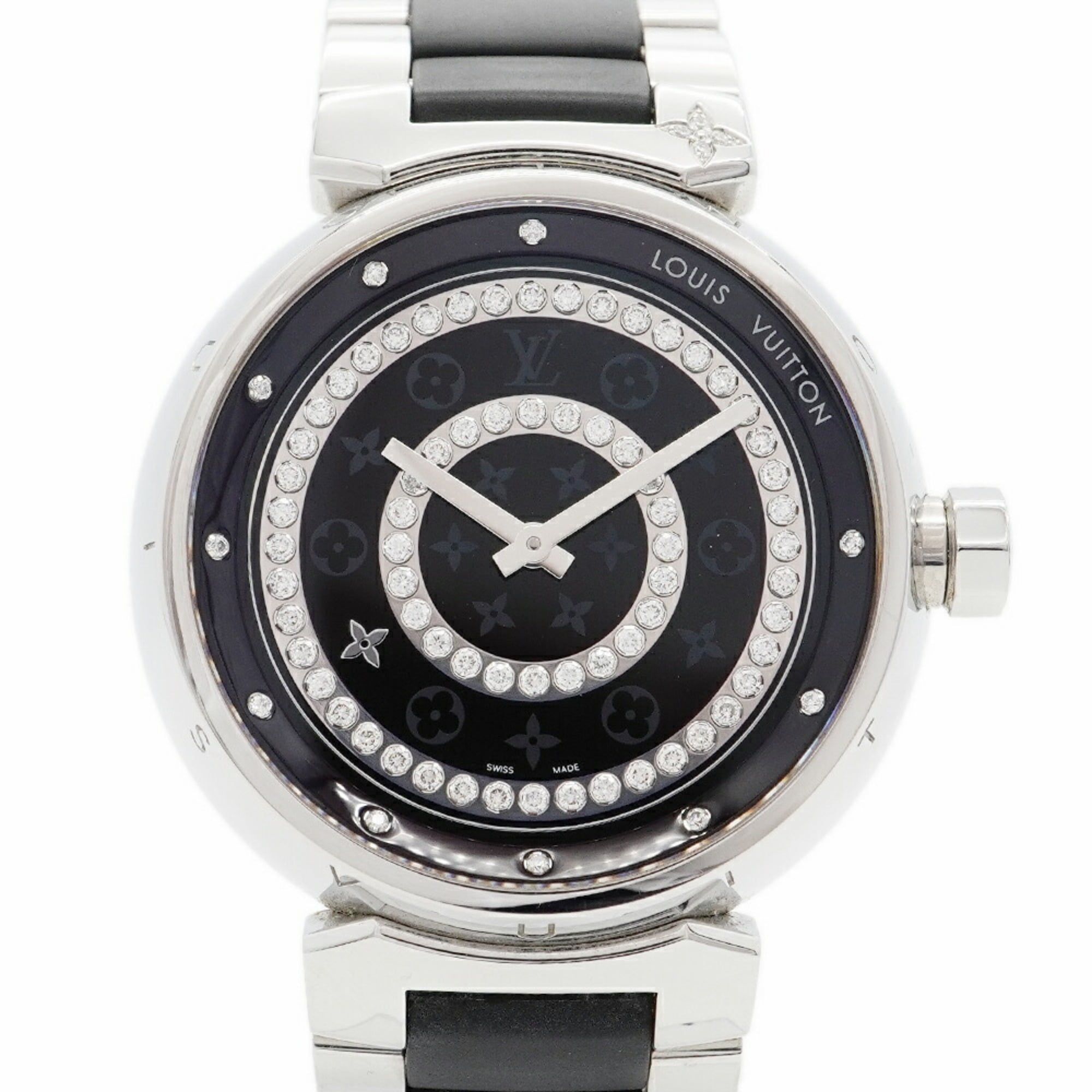 Louis Vuitton Tambour Diamant GM Q111C Black Dial Men's Watch