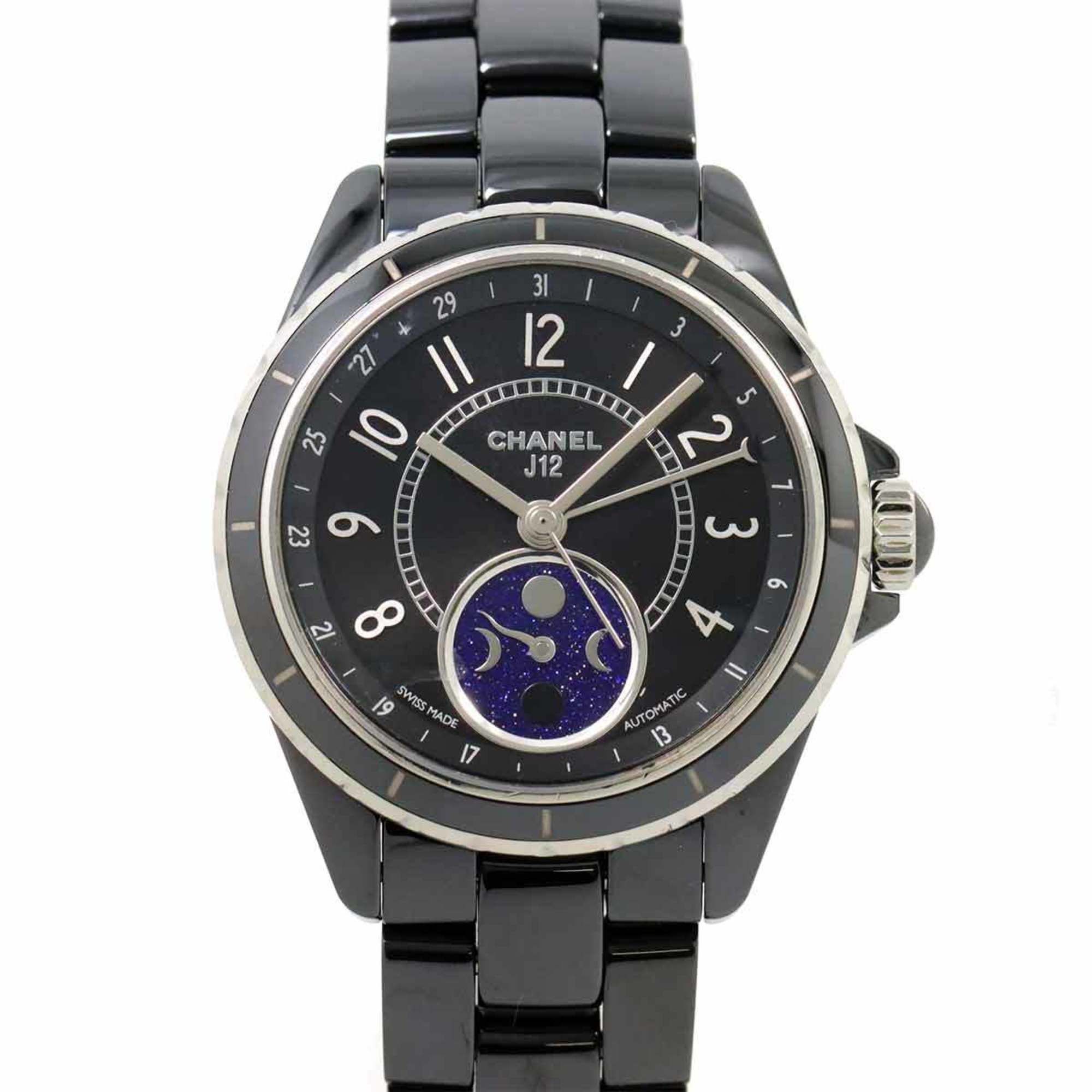 Chanel CHANEL J12 Phase de Lune Men's Watch H3406 Black Ceramic Date Moon Automatic Winding De
