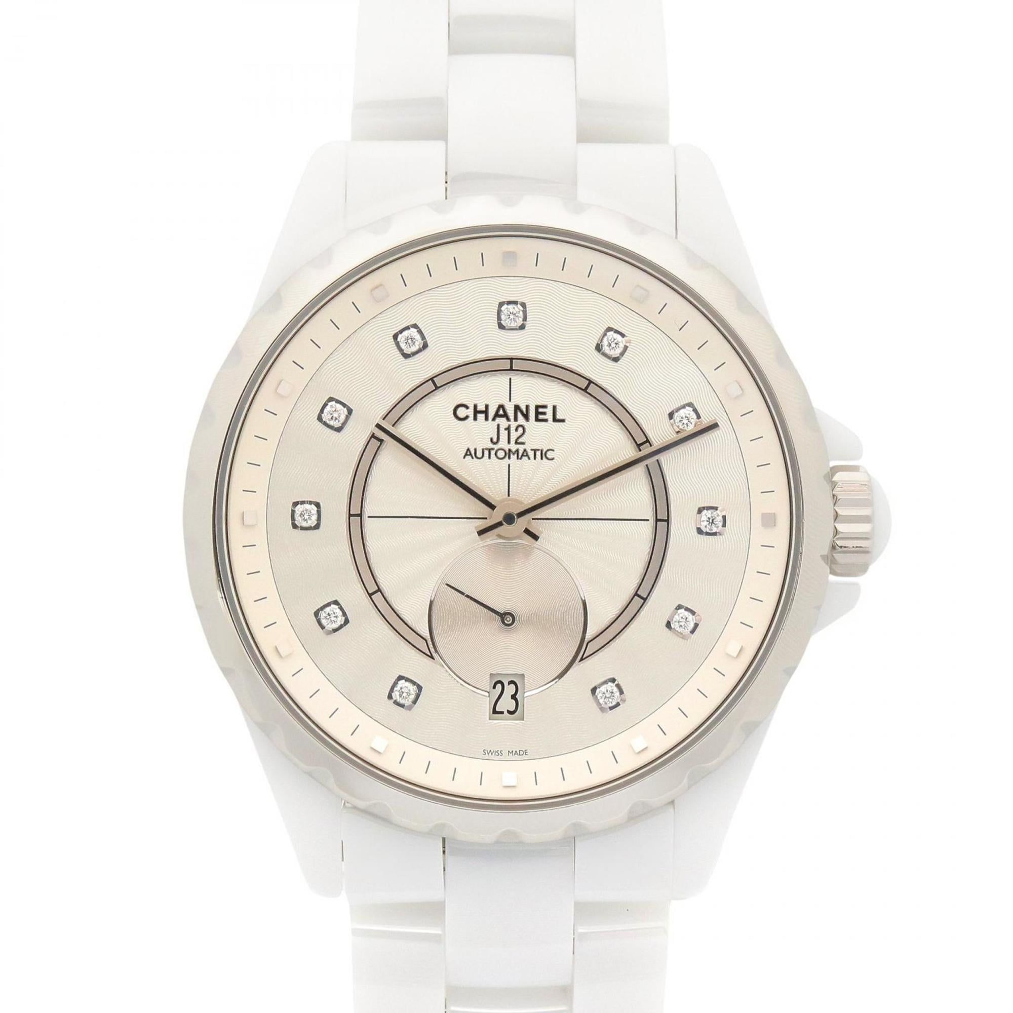 Chanel J12-365 Ceramic Diamond Men's Watch, Silver, H4345