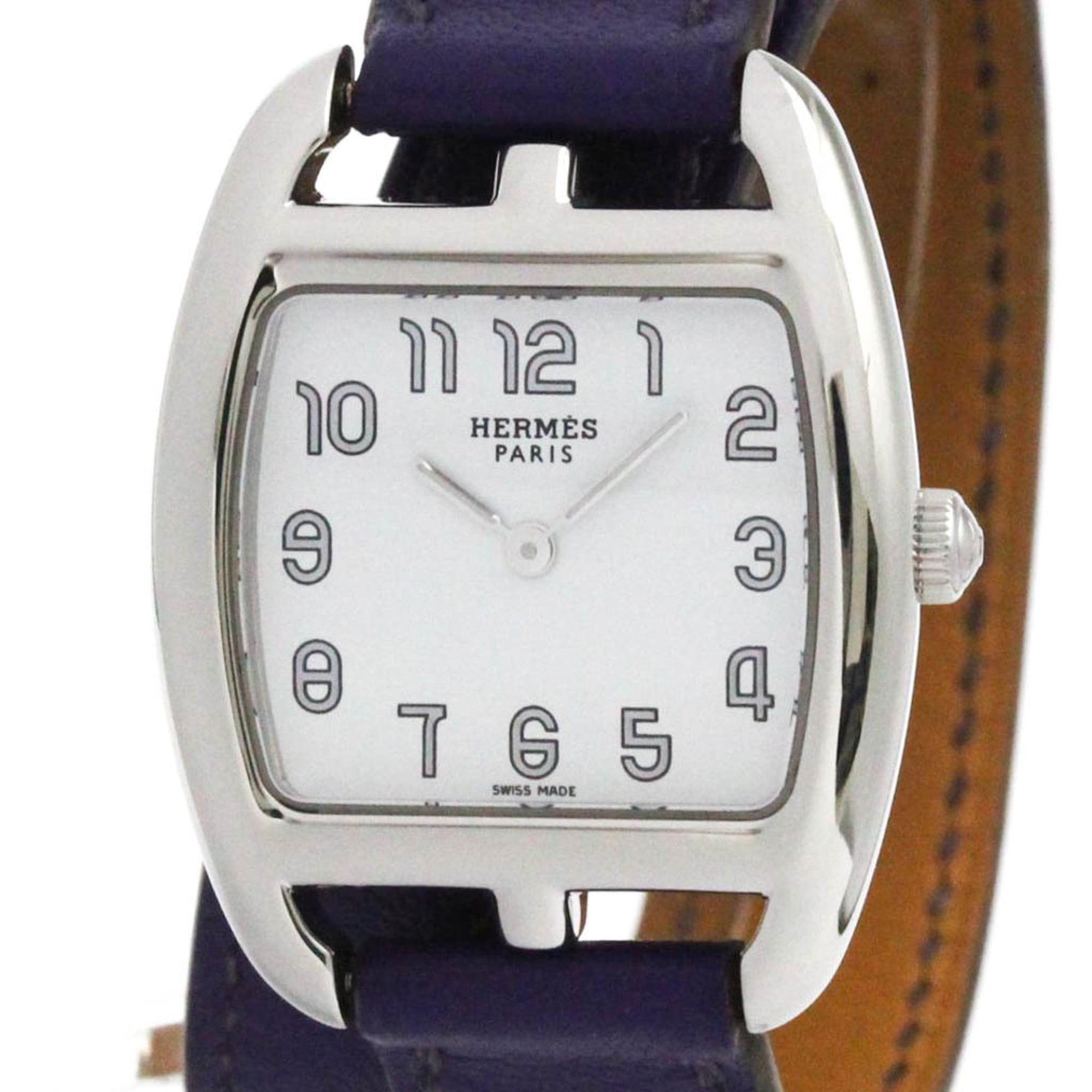 HERMES Capecod Double Tour Steel Quartz Ladies Watch CT1.210 Polished