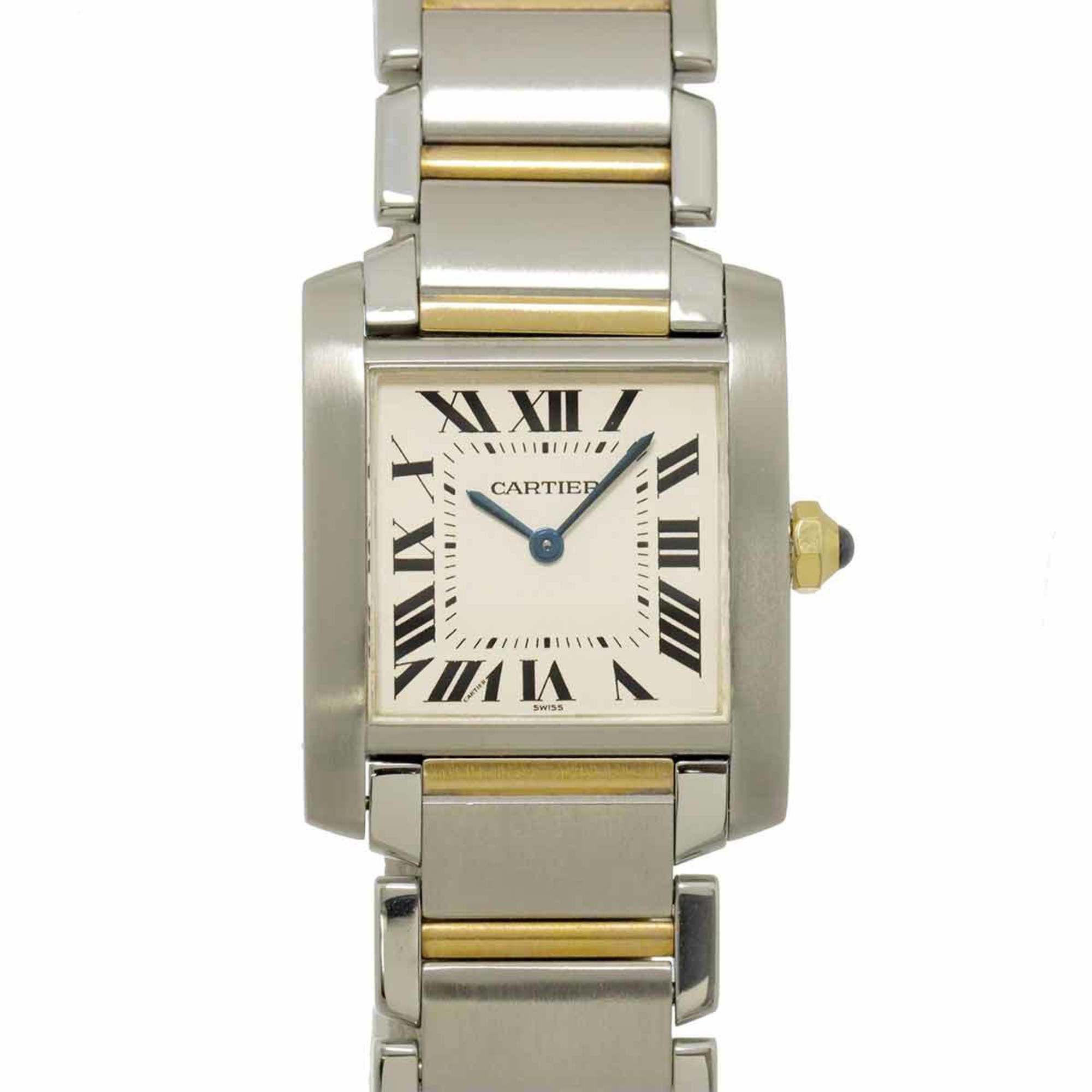 Cartier Tank FranÃ§aise MM Two-tone Watch W51006Q4 Boys' Ivory Yellow Gold Quartz
