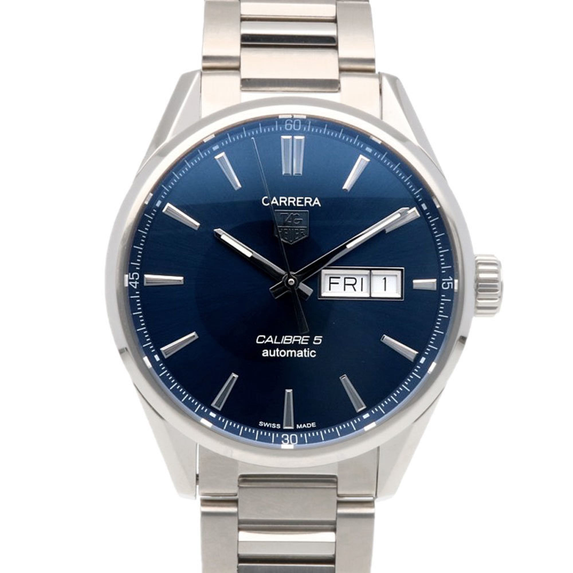 TAG Heuer Carrera Calibre 5 Watch, Stainless Steel WAR201E Automatic, Overhauled and Refinished, Men