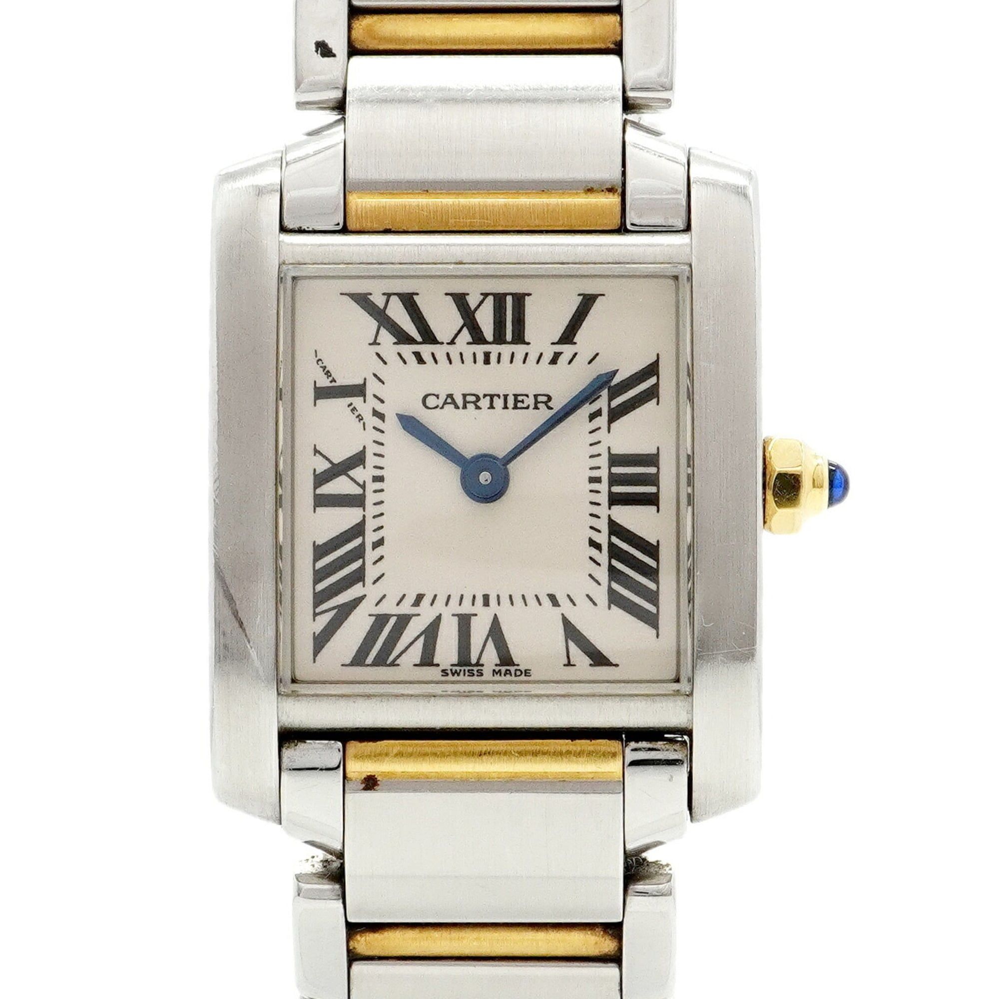 Cartier Tank FranÃ§aise SM Two-tone Watch W51007Q4 White Dial Women's