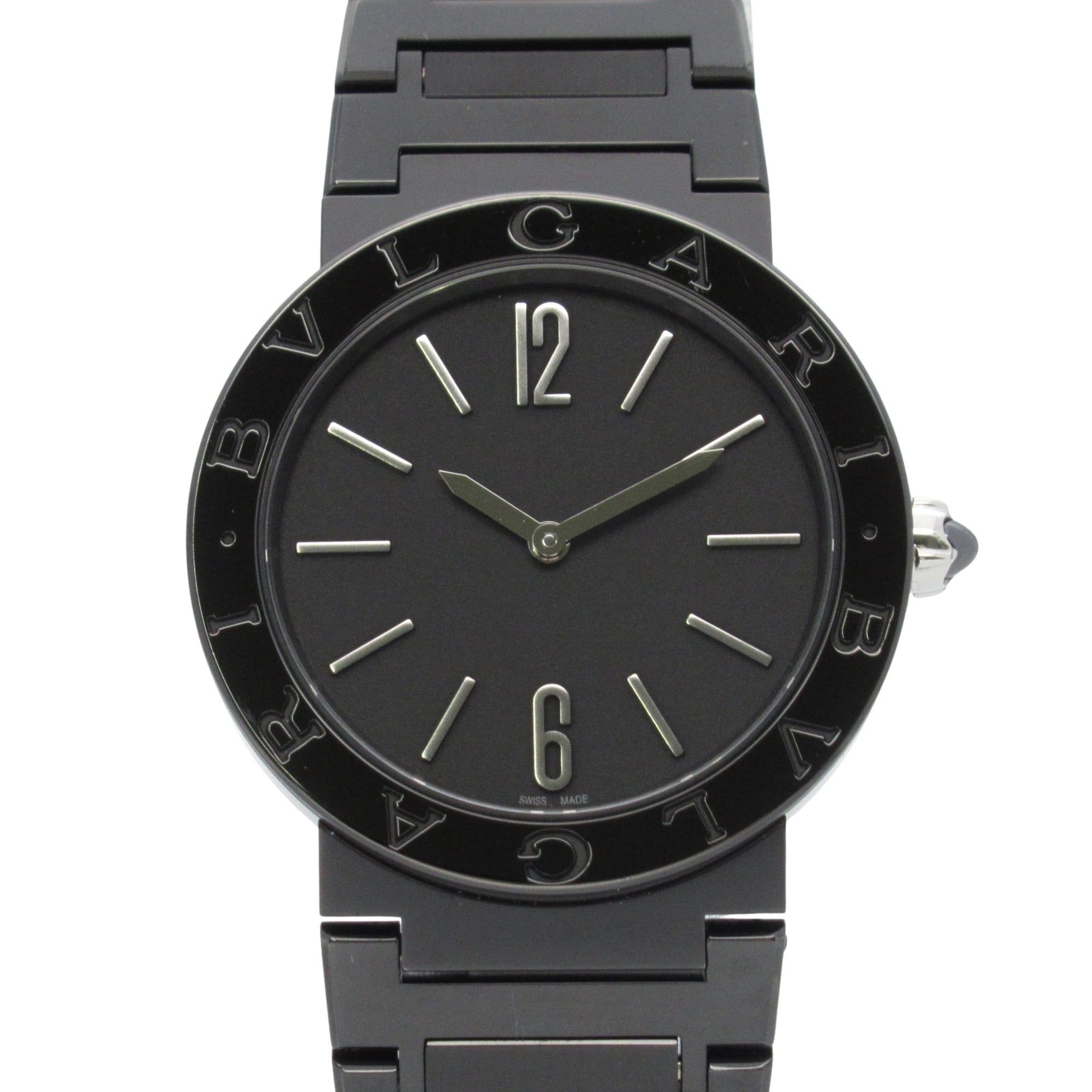 BVLGARI Wristwatch in Stainless Steel with Black DLC, Women's, Black, BB33S