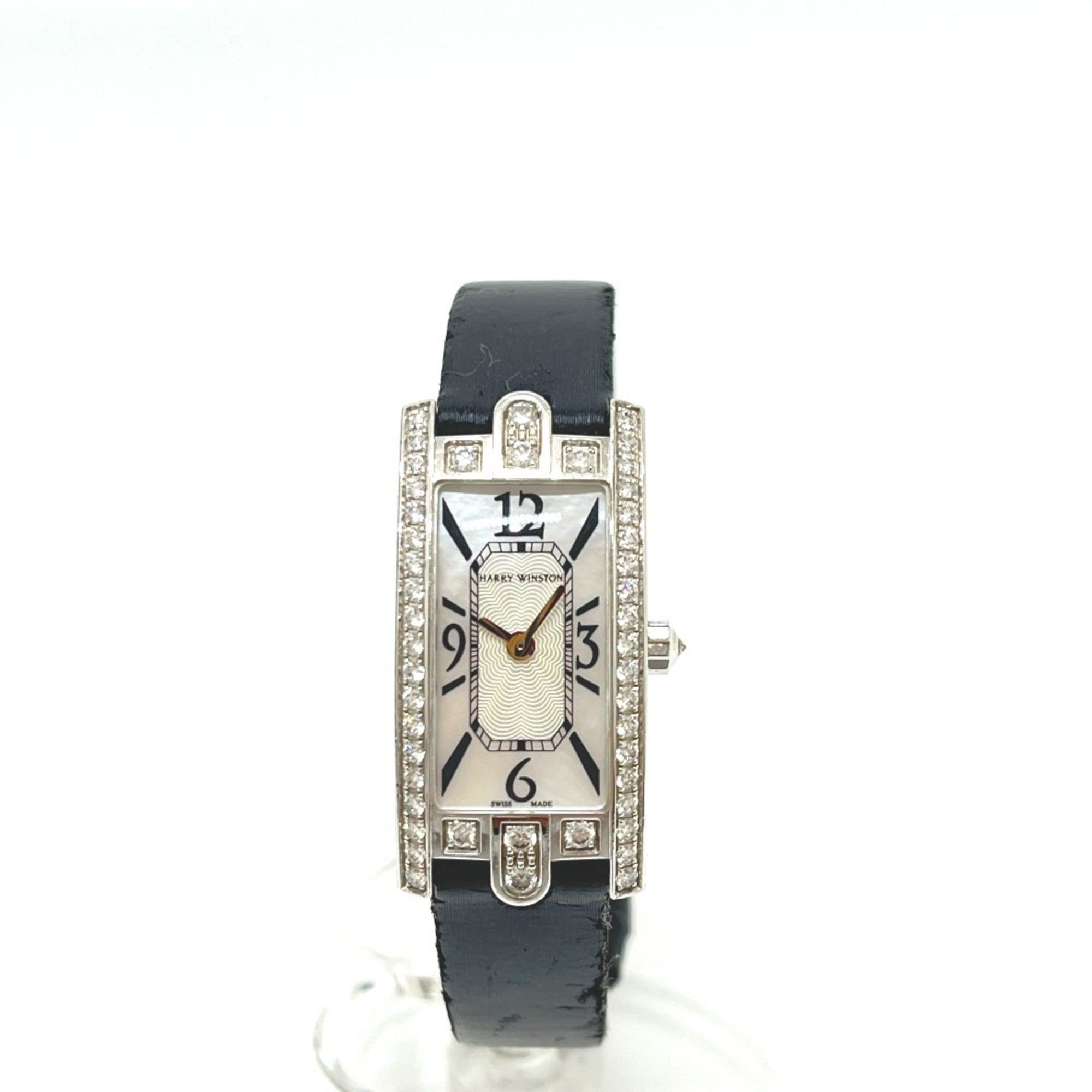 HARRY WINSTON Avenue C Mini Watch (AVCQHM16WW024) with Genuine Diamonds, Shell, and Quartz Movement,