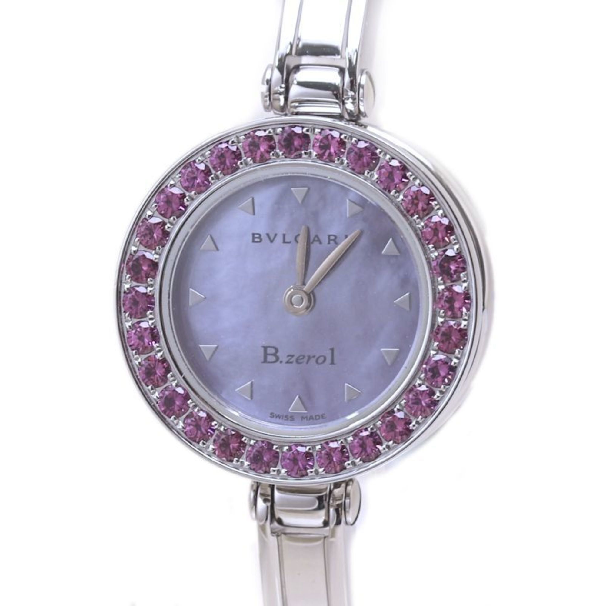 BVLGARI B.zero1 Rhodolite Garnet and Purple Shell BZ22C2SRS BZ22S Women's Watch, Stainless Steel, 40