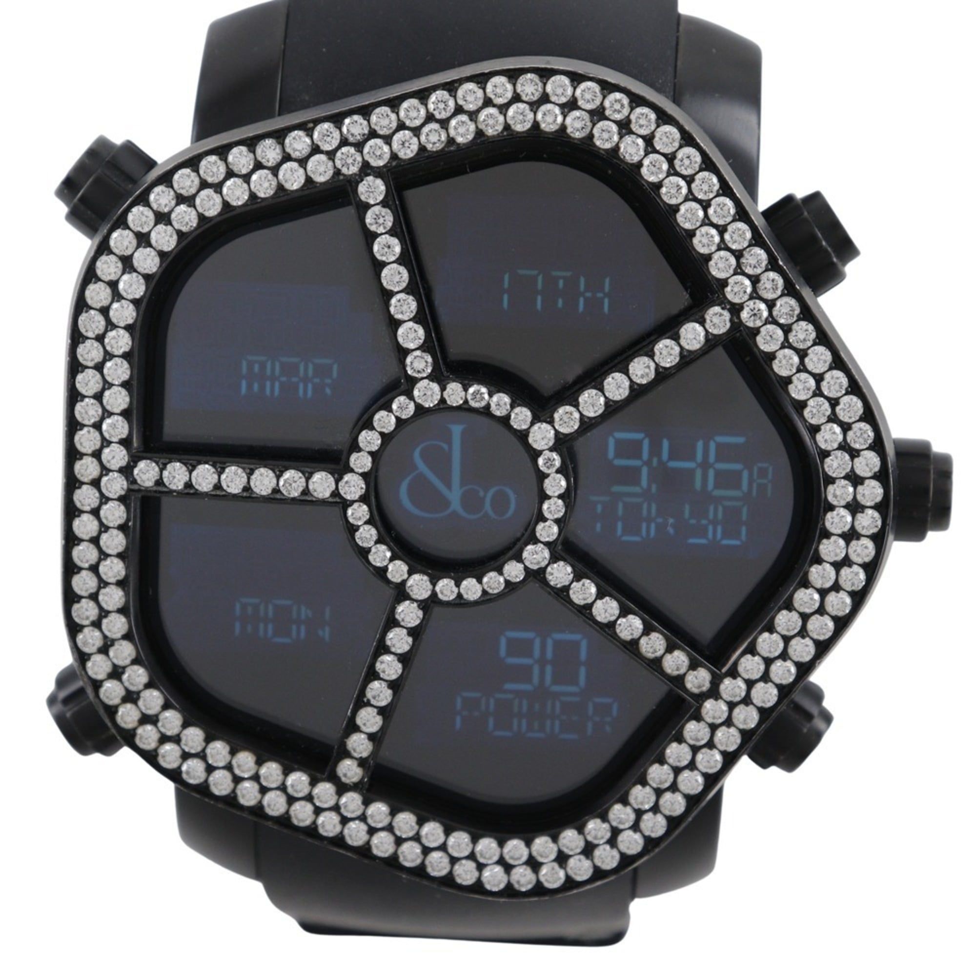 JACOB & CO 5 Time Zone Ghost Watch GMT JC-GST-WHD Stainless Steel x Rubber Black Quartz Digital Disp