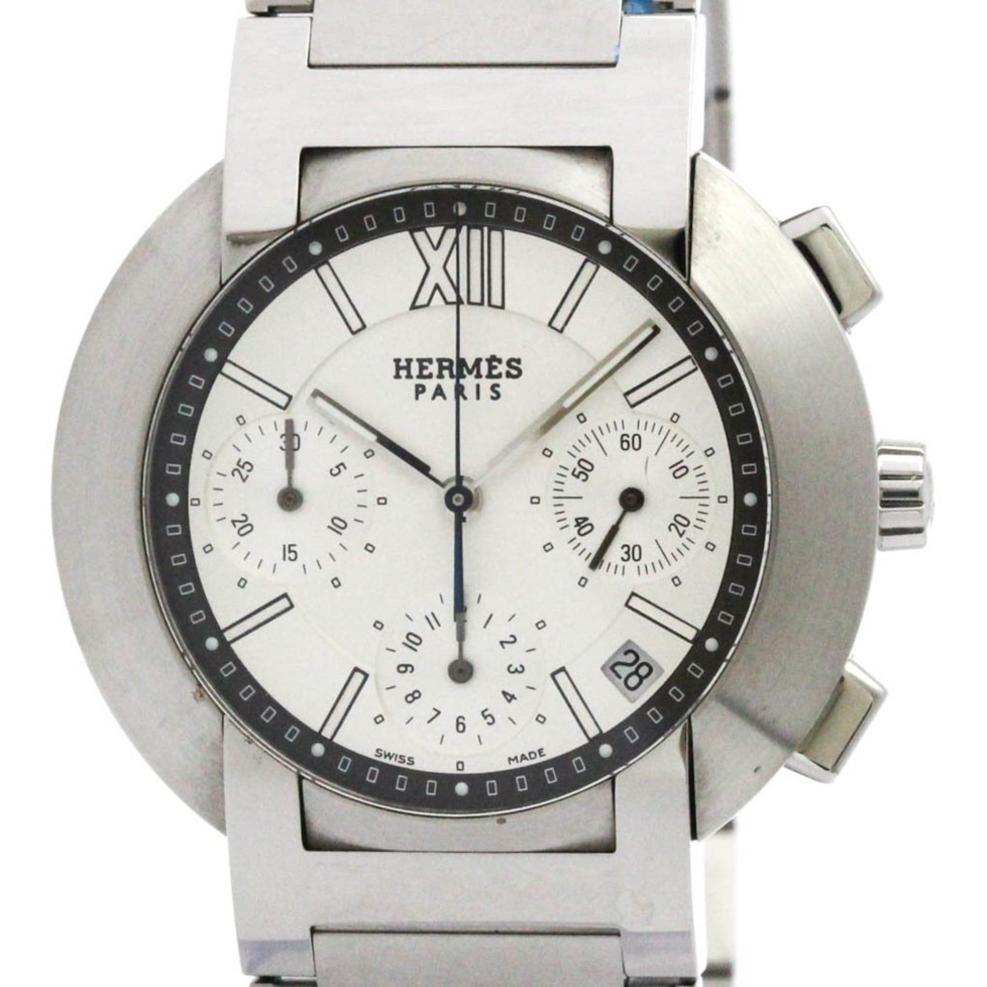 HERMES Nomade Chronograph Steel Auto Quartz Mens Watch NO1.910 Polished