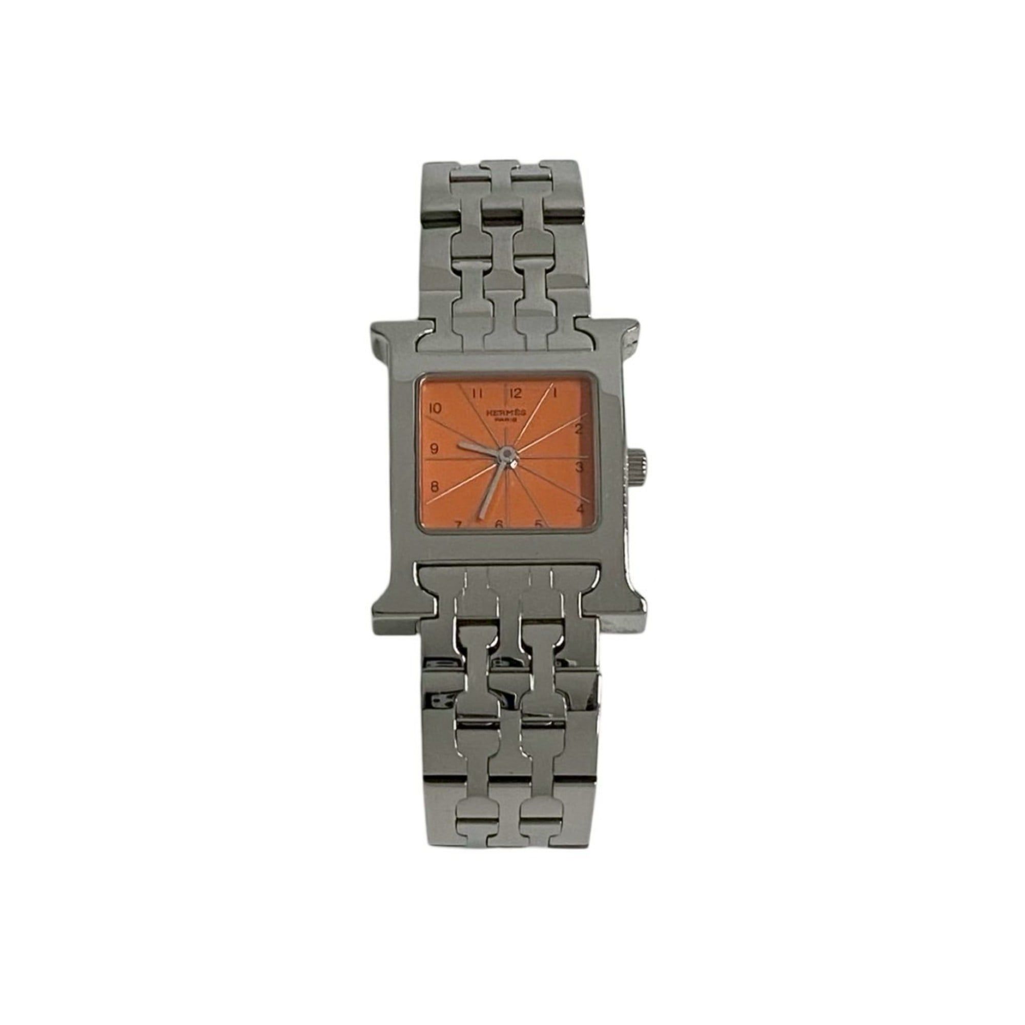 HERMES H Watch Quartz Stainless Steel Wristwatch Silver Men's Women's 45062