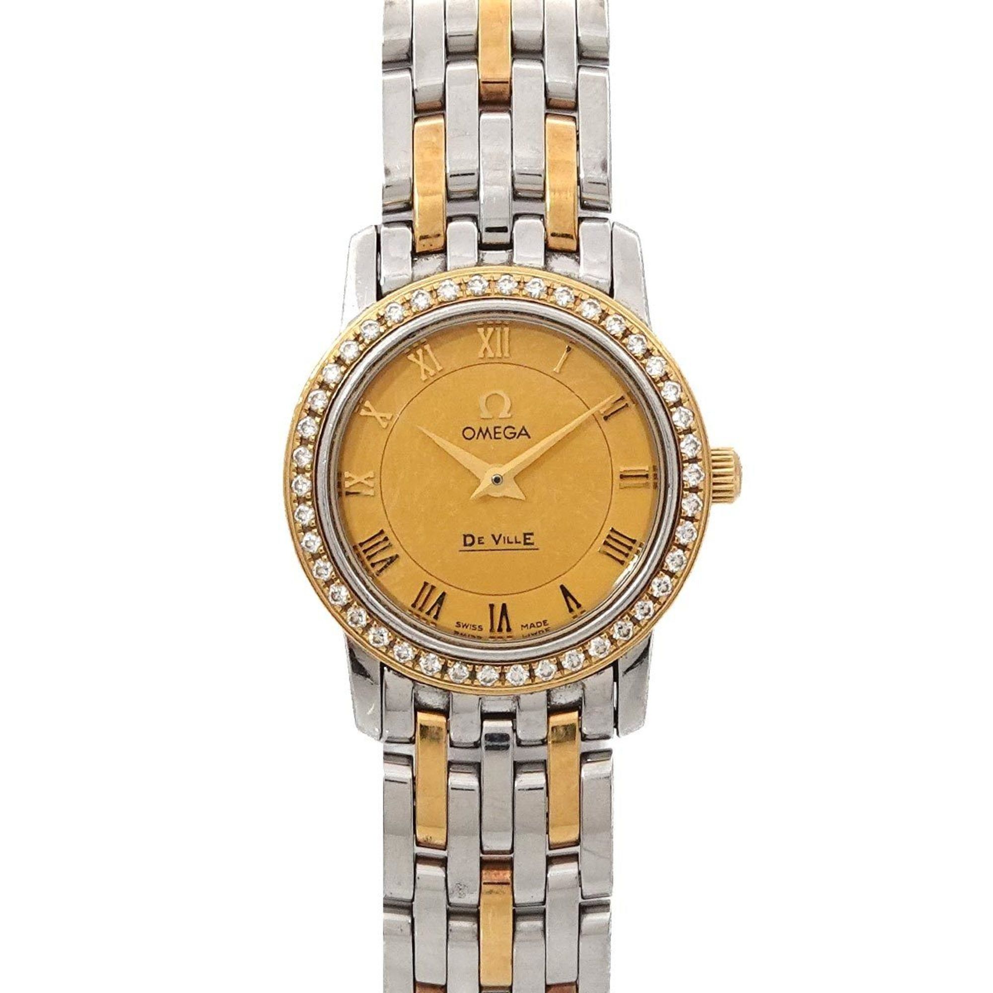 OMEGA DeVille Prestige Two-tone 413 25 22 60 08 001 Women's Watch with Diamond Bezel, Gold and Yello