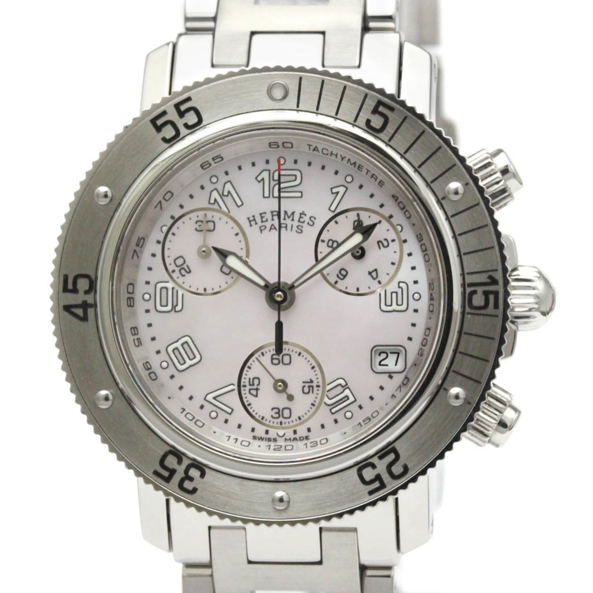 HERMES Clipper Diver Chronograph Quartz Ladies Watch CL2.310 Polished