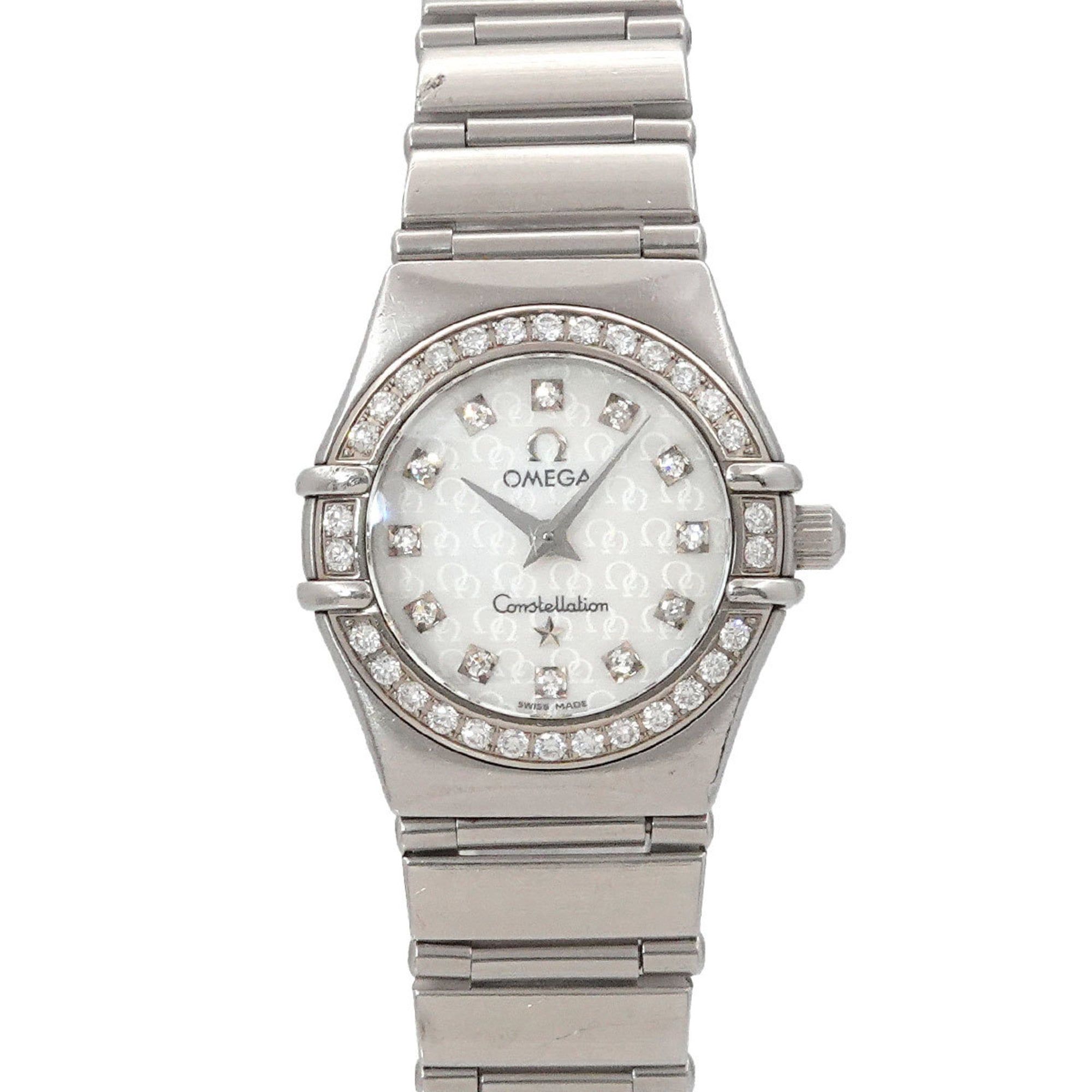 OMEGA Constellation Mini 1460 75 50th Anniversary Model Diamond Bezel Women's Watch 12P White Shell