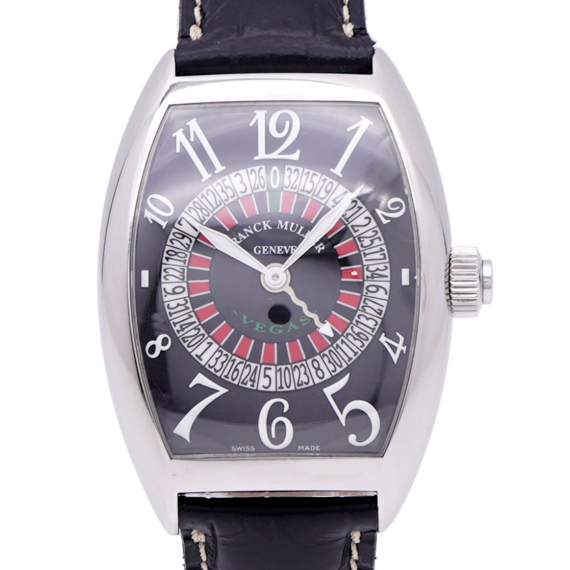 Franck Muller Vegas Roulette Big Face 8880VEGAS Automatic Watch SS/Embossed Leather Black Dial 0760F