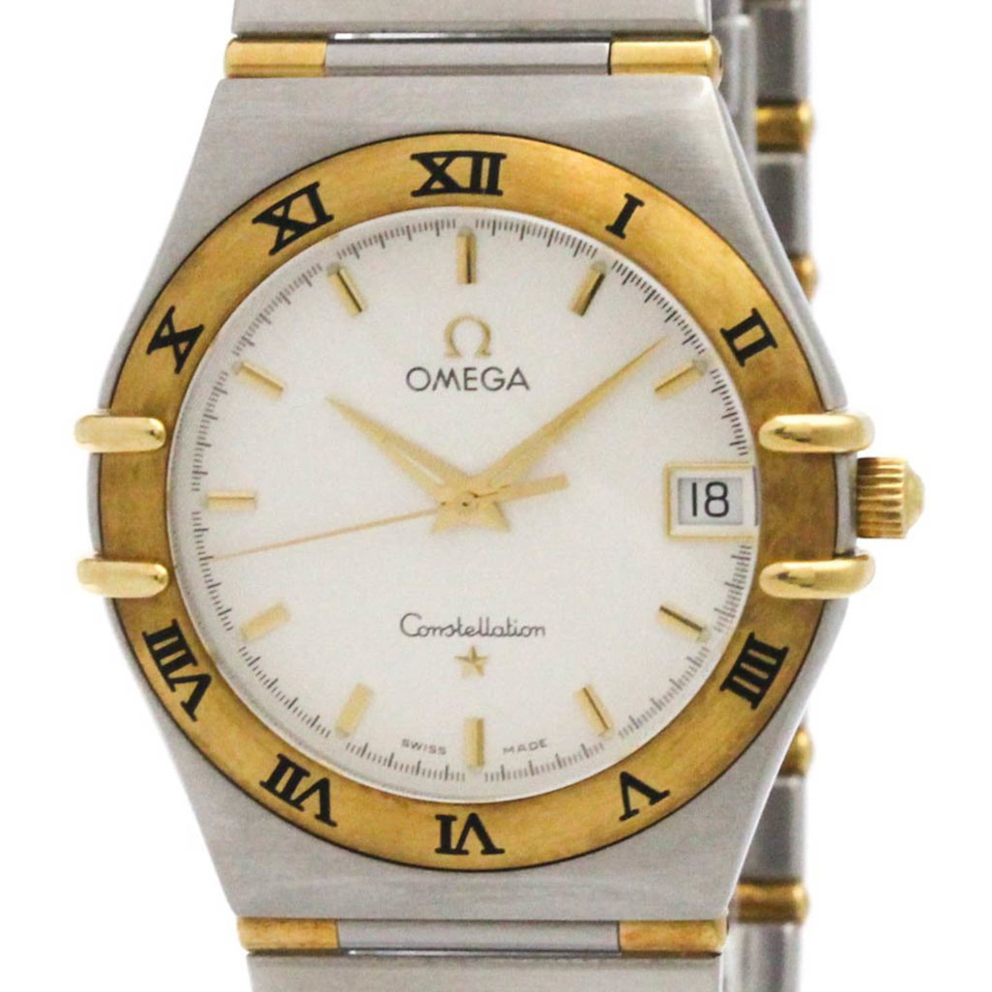 OMEGA Constellation 18K Gold Steel Quartz Mens Watch 1312.30 Polished