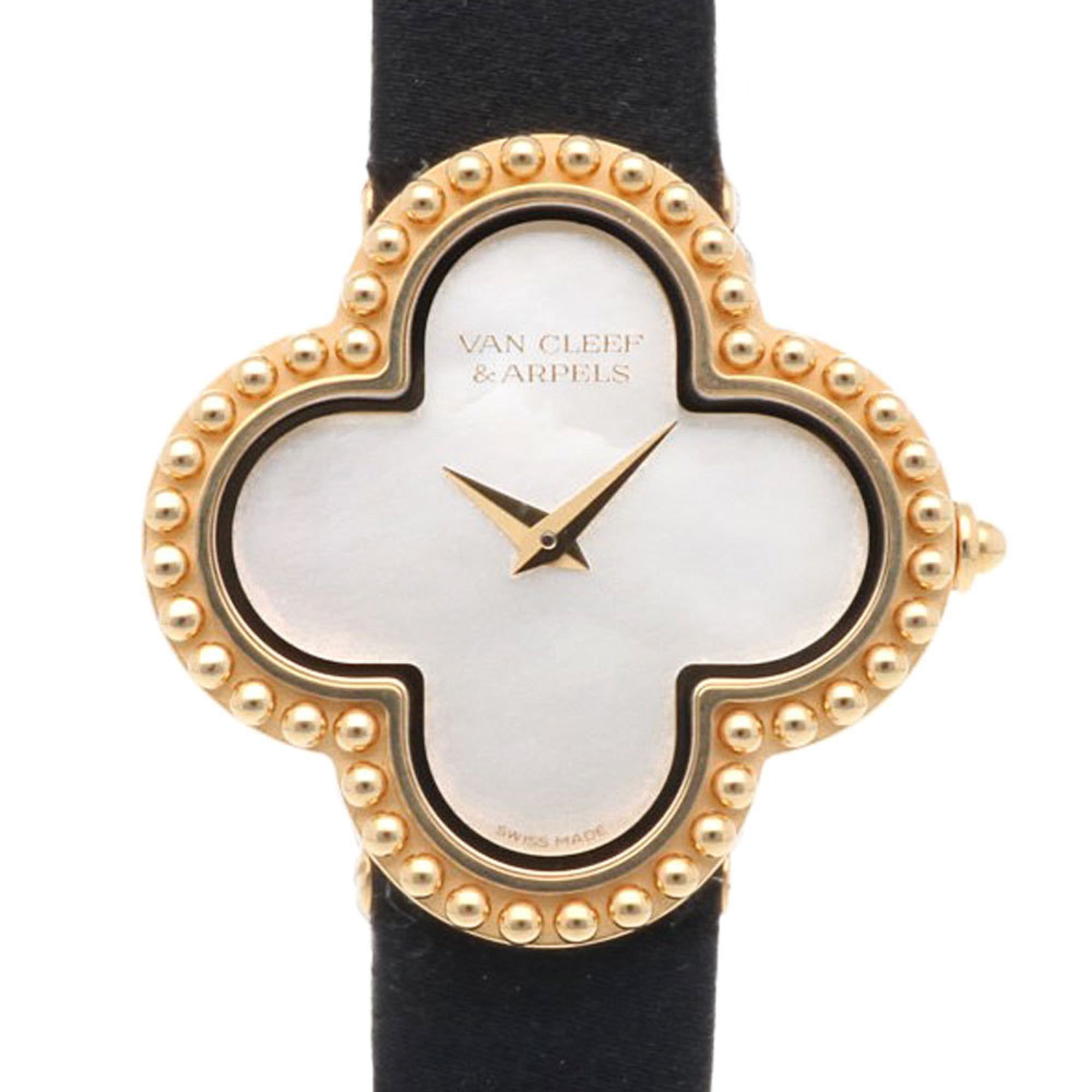 Pre-owned Van Cleef & Arpels Alhambra watch, 18k gold, quartz movement, 136574, for women, with moth