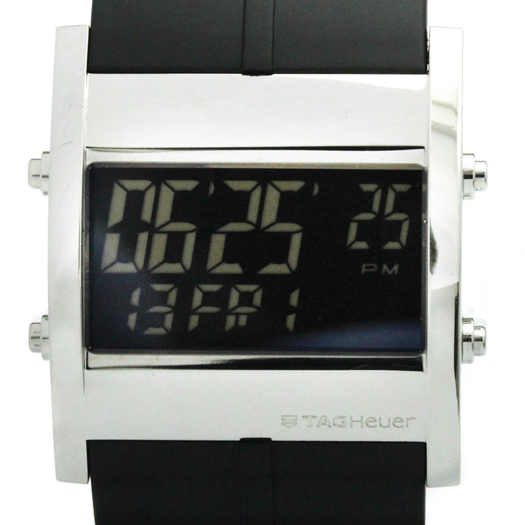 TAG HEUER Microtimer Steel Rubber Quartz Mens Watch CS111C Polished