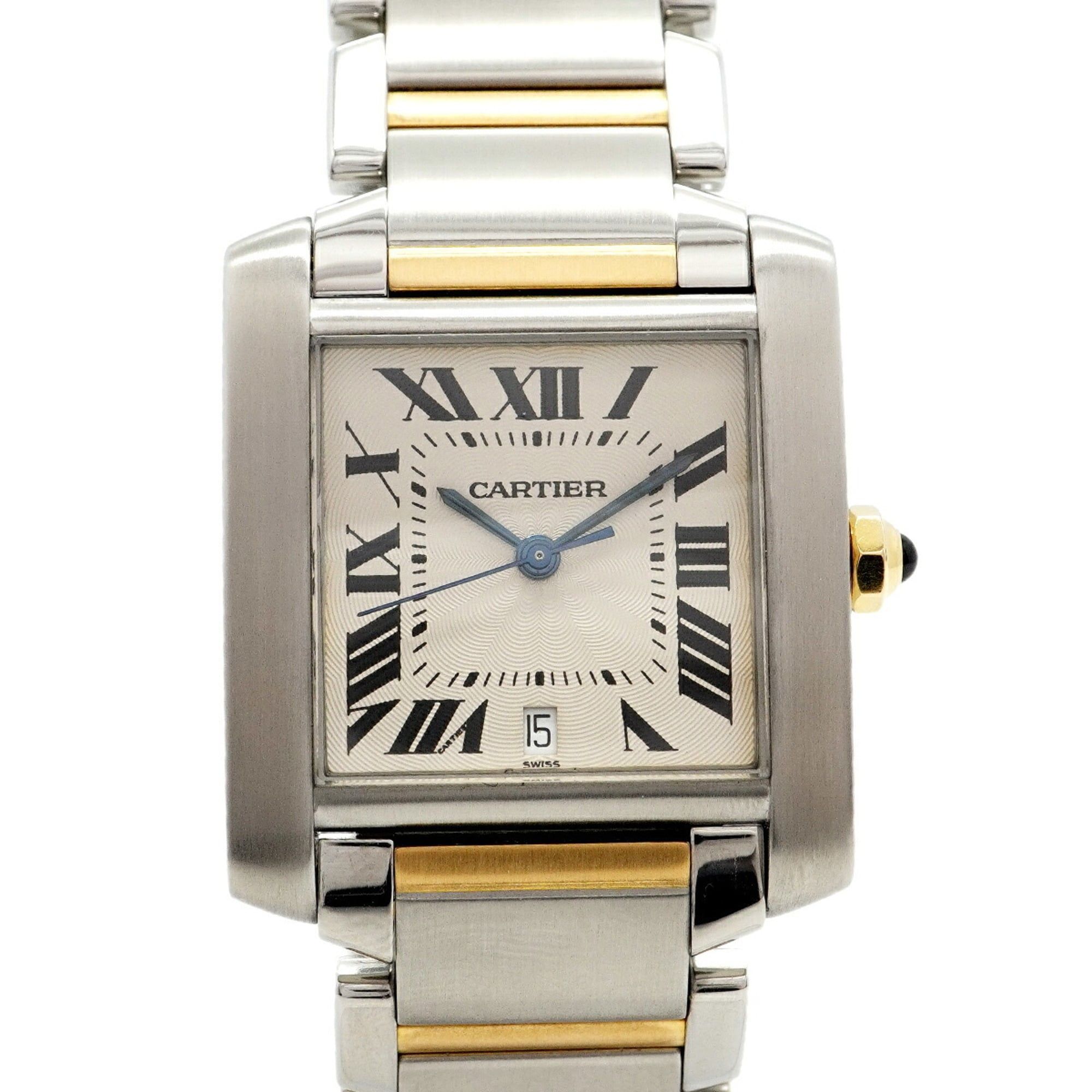 Cartier Tank FranÃ§aise LM Two-Tone Watch W51005Q4 Ivory Dial Men's