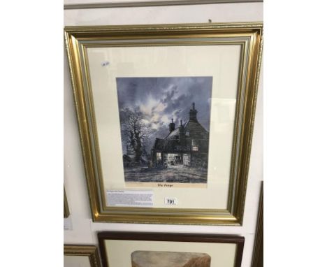 A framed & glazed limited edition litho print 313/750 by John Freeman 'the forge', signed. Image 25.5cm x 34cm
