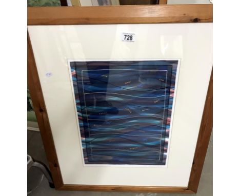 A framed & glazed abstract lithograph 'Requiescence 3' by Anita Ford. Image 32cm x 42cm