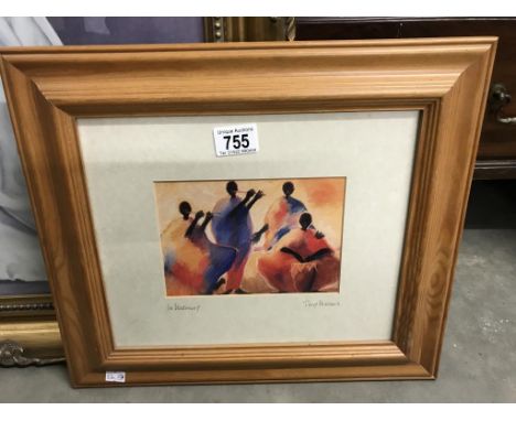 A framed & glazed litho print 'in harmony' signed by Tony Hudson. Image 17.5cm x 12.5cm
