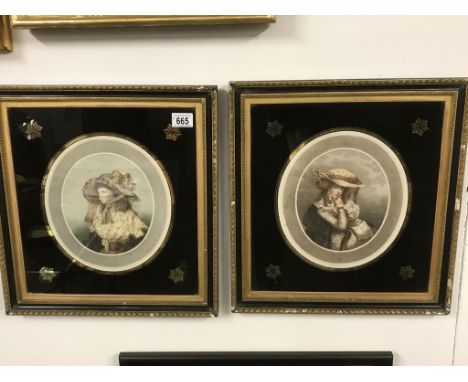 A pair of framed & glazed aquatint print portraits, pencil signed E. Stodart 1841 - 1941