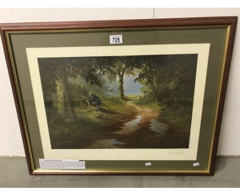 A framed & glazed limited edition print 'The poacher' signed by David Waller, believed to be Yarburgh area, Lincolnshire. Ima
