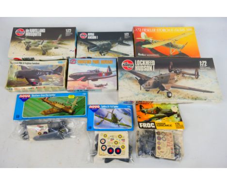 Airfix - Others - Nine boxed / bagged 1:72 scale plastic military aircraft model kits. Lot includes Frog F212 Tempest Mk.V; A