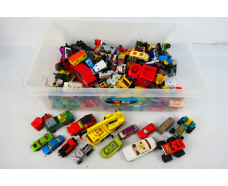 Matchbox - A large quantity of unboxed, playworn Matchbox diecast model from various ranges. Lot includes Superfast 11 Car Tr