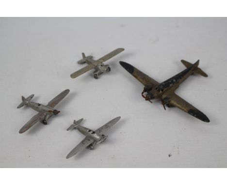 French Dinky - Four unboxed early French Dinky diecast aircraft. Lot consists of French Dinky Toys #60e DeWoitine 500 Hunter;