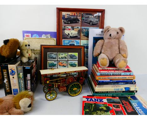 A mixed lot of car and model making books, with a small group of modern plush toys, some PC related games, together with some