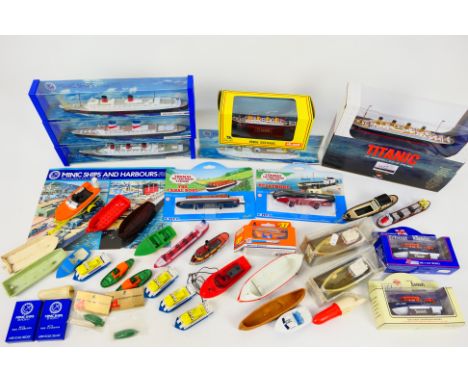 Minic - Ertl - Gilbow - Lledo - Harbour Hamlet - Four Minic 1:200 scale 'Famous Liners' with a collection of boxed and loose 