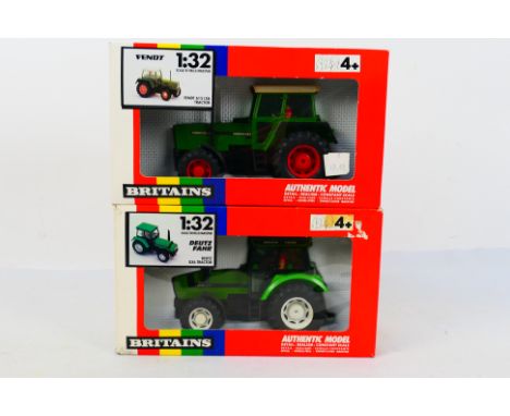 Britains. Two boxed Britains Tractors appearing in VG condition in Good boxes. #9521 Deutz DX6 Tractor, some warping to wheel