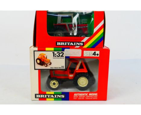 Britains. Two boxed Britains Tractors appearing in VG condition in Good boxes. #9529 Massey Ferguson Tractor, box window loos