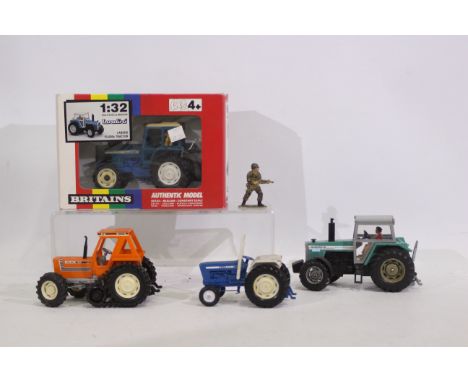 Britains - Tractors. A selection of Four loose diecast Tractors appearing in Playworn to VG condition. Some sun bleaching and