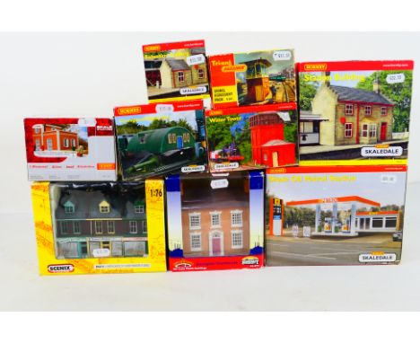 Hornby - Bachmann - Scenix - A boxed group of nine OO gauge scenic buildings. Lot includes   Bachmann Scenecraft 44-077 Georg